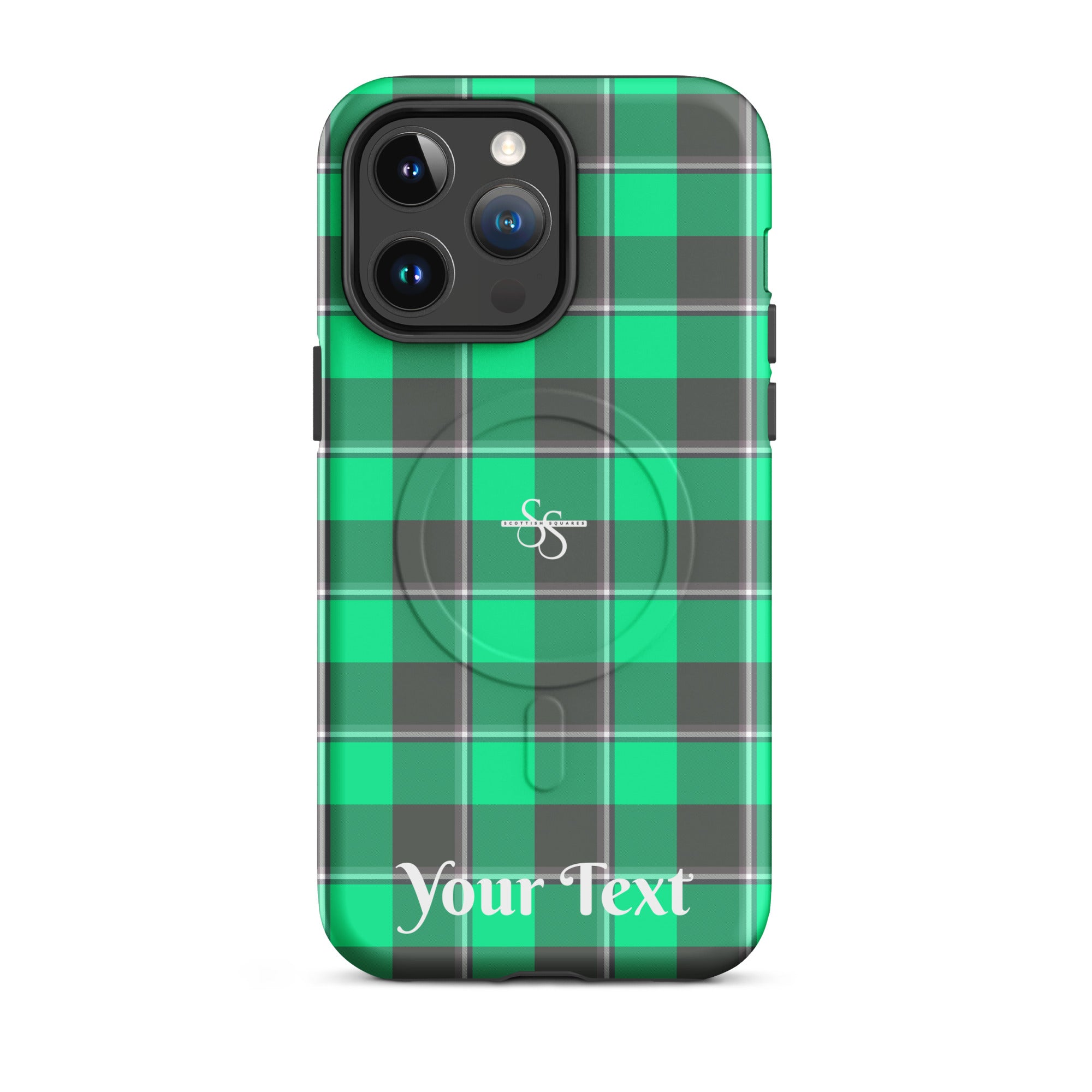 Personalized Spring Green and Finlandia Plaid iPhone MagSafe Tough Case - Scottish Squares