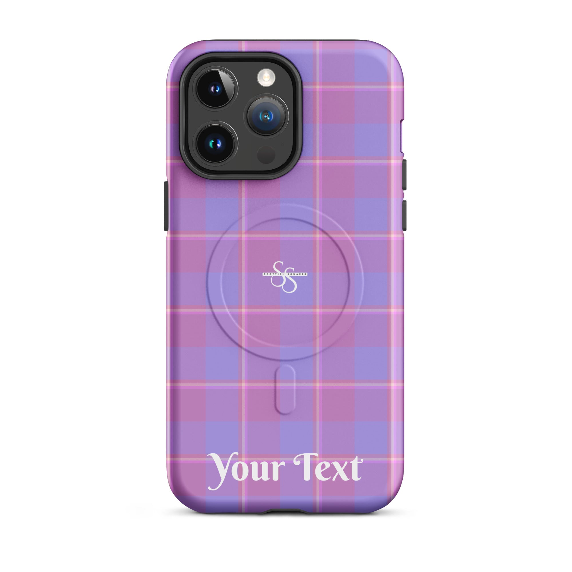 Personalized Viola and Dull Lavender Plaid iPhone MagSafe Tough Case - Scottish Squares