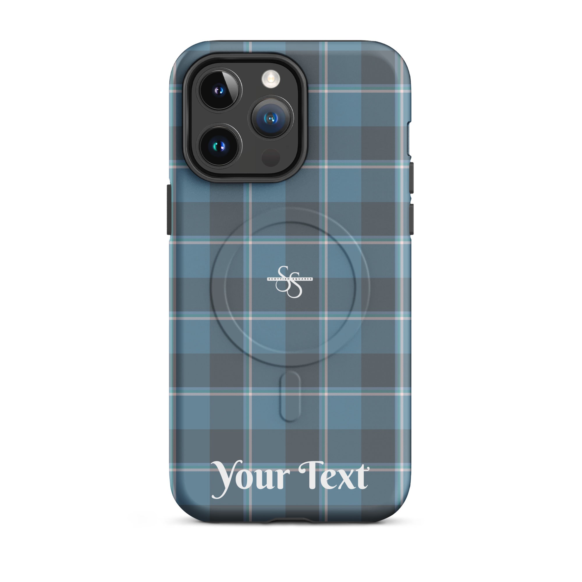 Personalized Hoki and Shuttle Gray Plaid iPhone MagSafe Tough Case - Scottish Squares