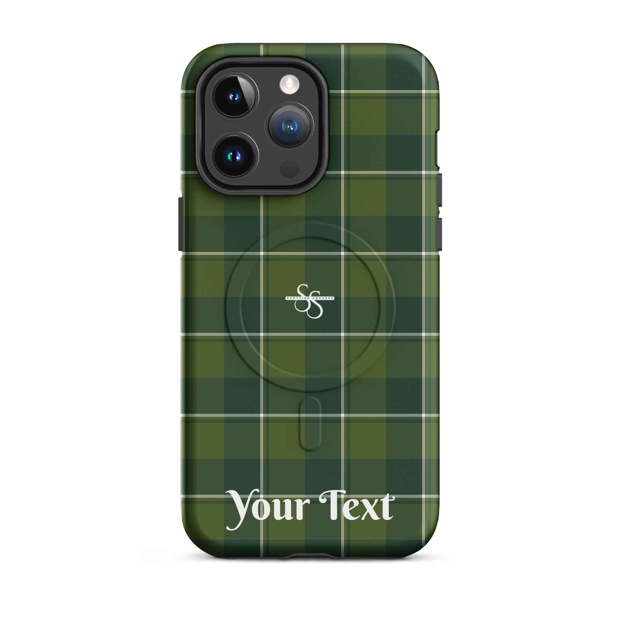 Personalized Woodland and Evergreen Plaid iPhone MagSafe Tough Case - Scottish Squares