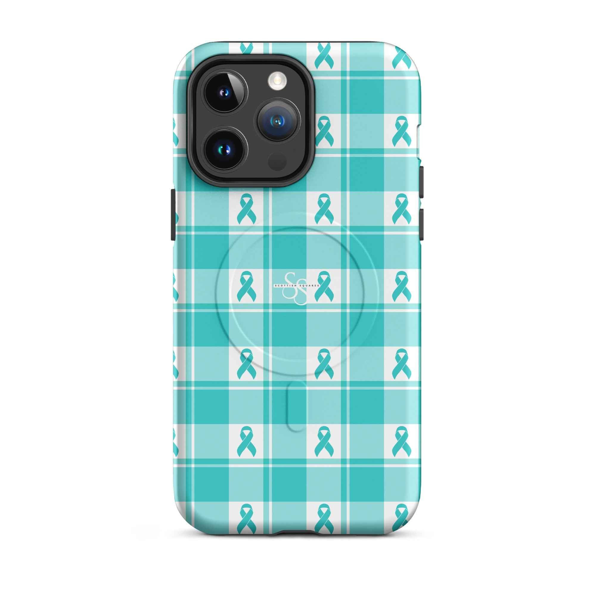 MagSafe Tough Case for iPhone Ovarian Cancer Awareness Plaid iPhone 14 Pro Max - Scottish Squares