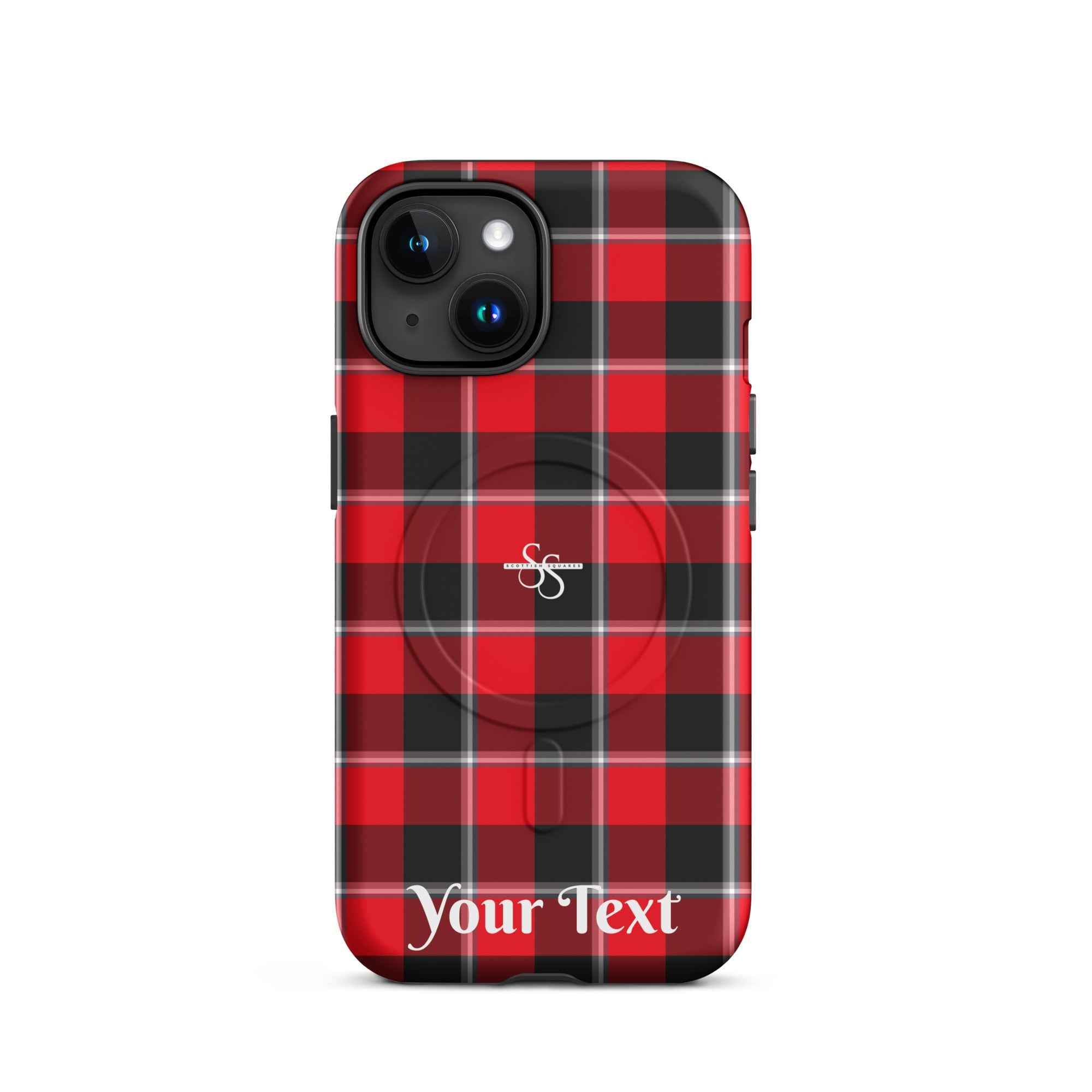 Personalized Red Ribbon and Heavy Metal Plaid iPhone MagSafe Phone Case - Scottish Squares