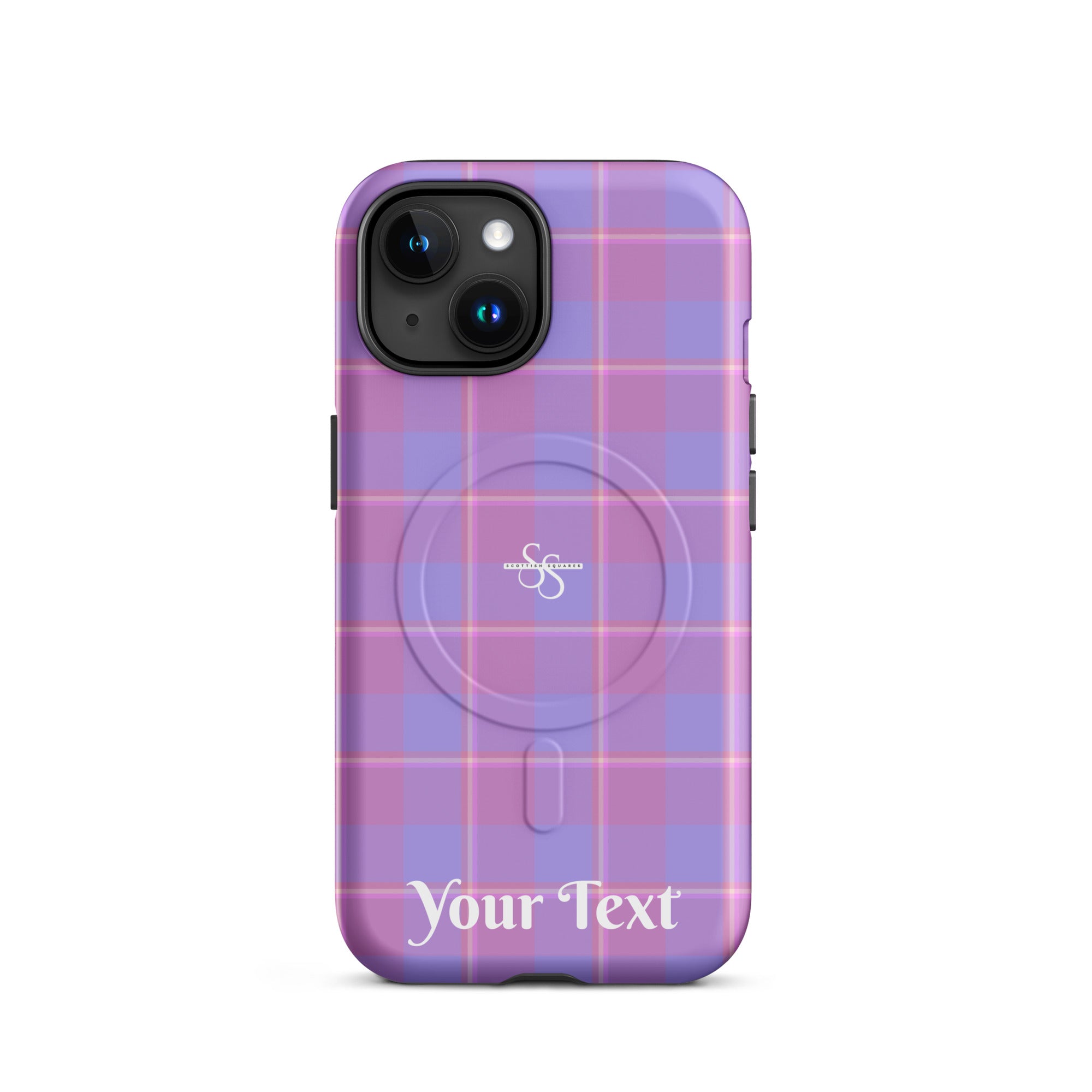 Personalized Viola and Dull Lavender Plaid iPhone MagSafe Tough Case - Scottish Squares