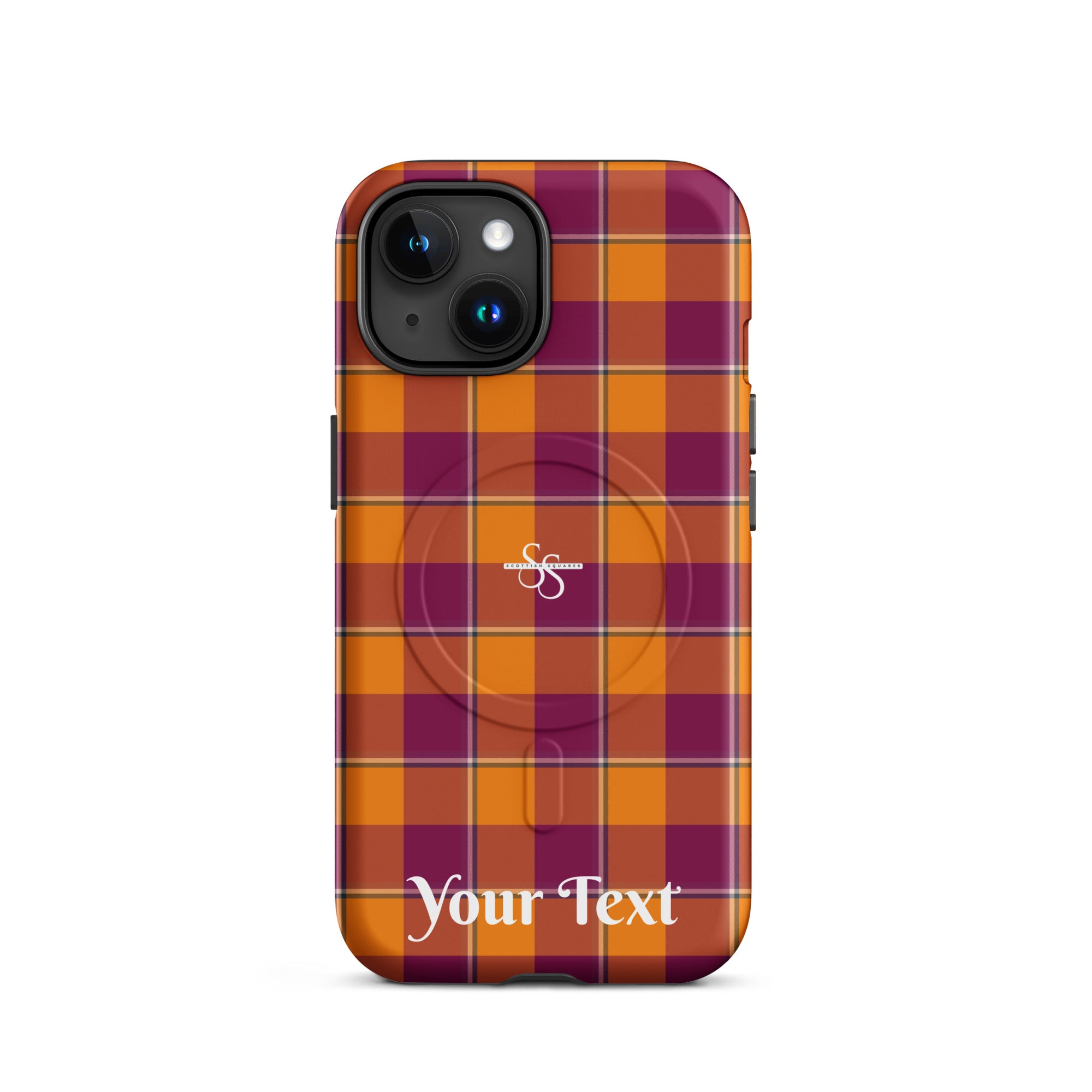 Personalized Tahiti Gold and Rose Bud Cherry Plaid iPhone MagSafe Tough Case - Scottish Squares