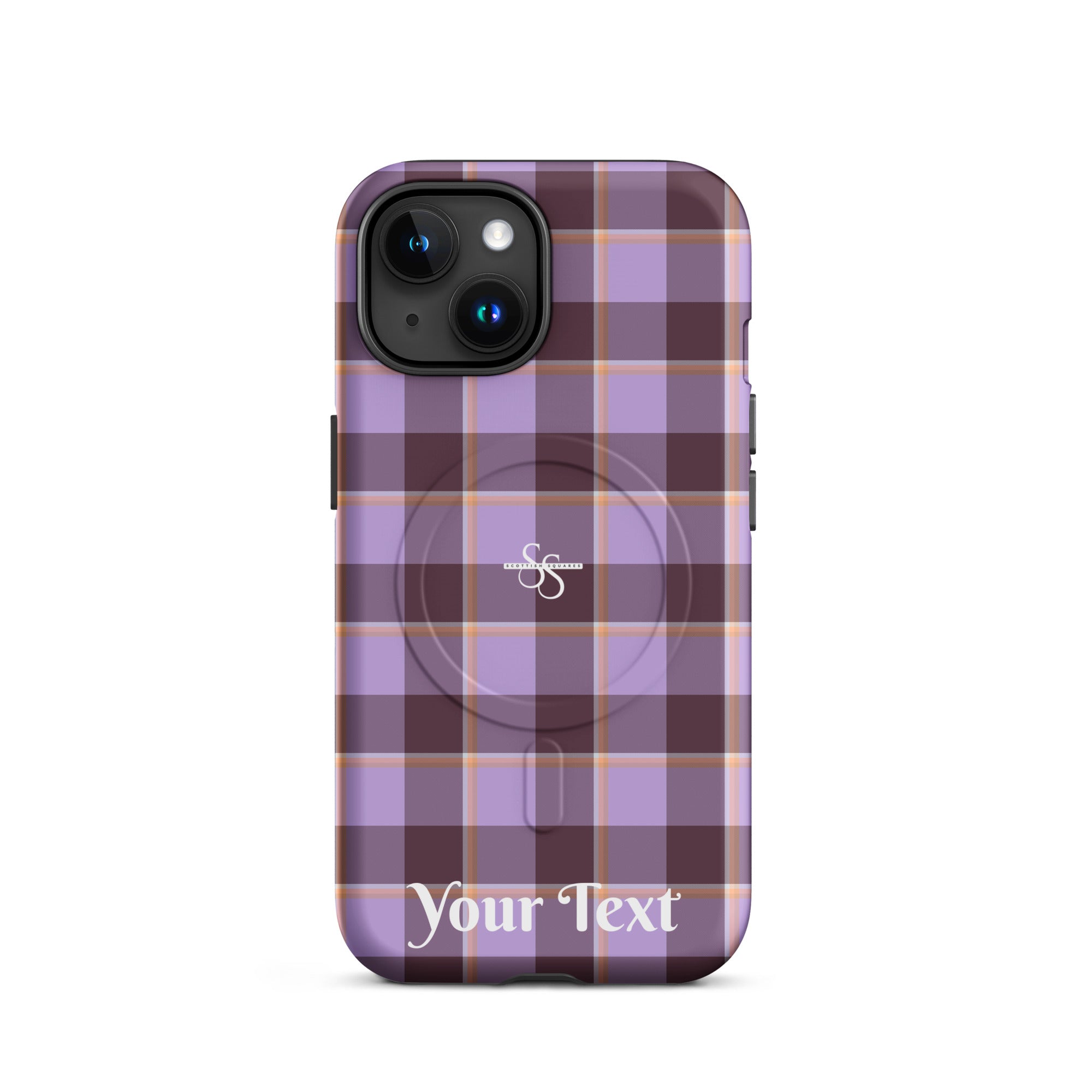 Personalized Light Wisteria and Livid Brown Plaid iPhone MagSafe Tough Case - Scottish Squares
