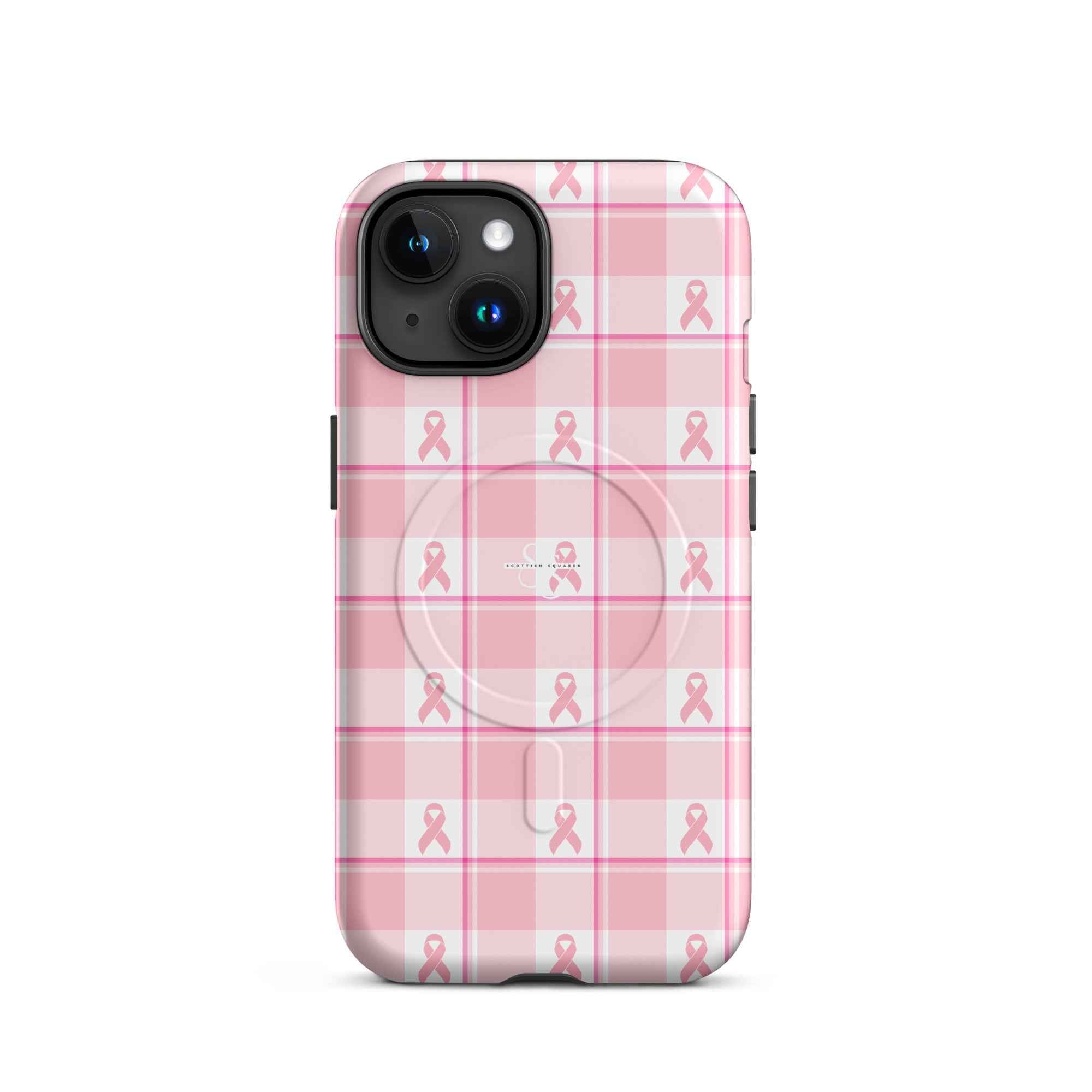 MagSafe Tough Case for iPhone Breast Cancer Awareness Plaid iPhone 15 - Scottish Squares