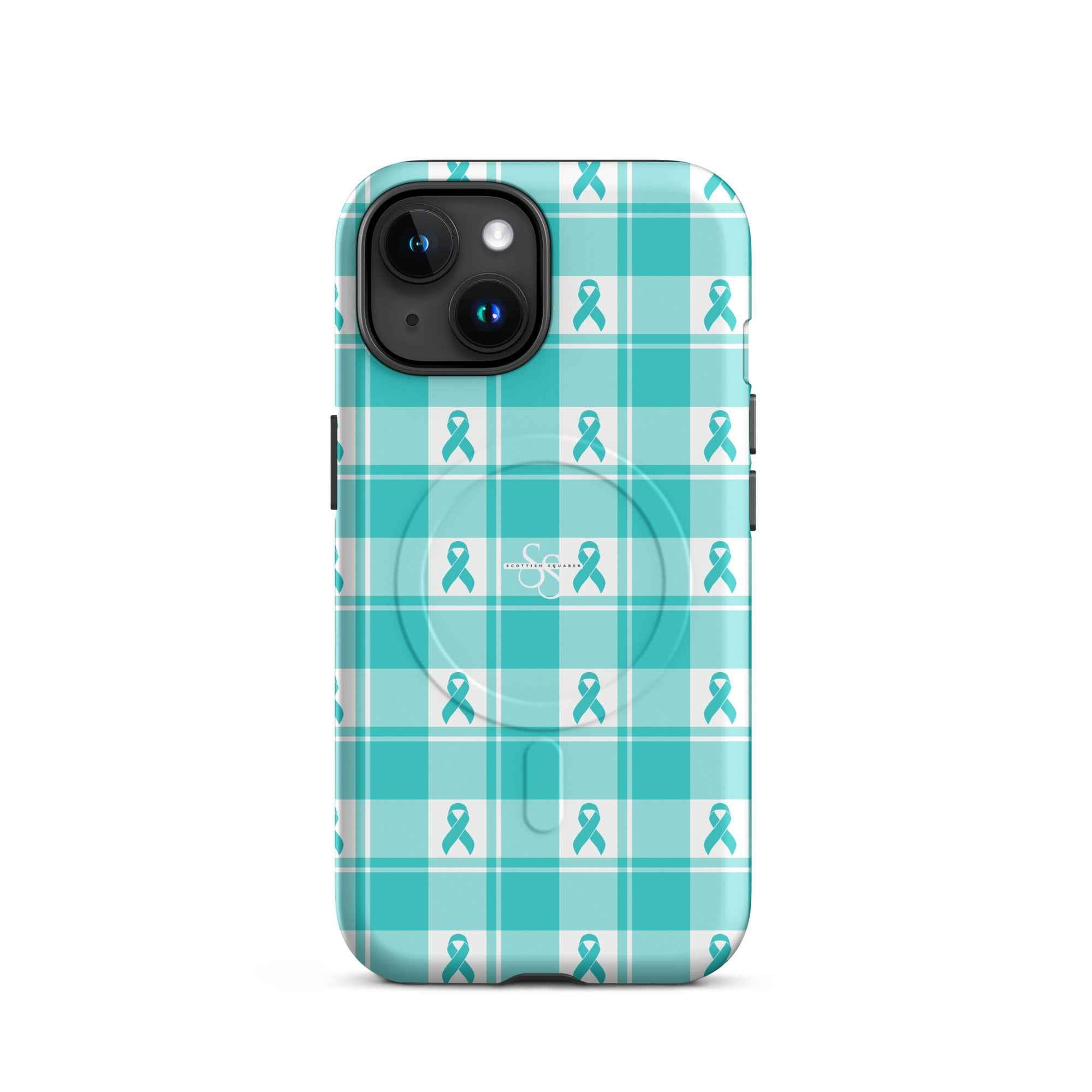 MagSafe Tough Case for iPhone Ovarian Cancer Awareness Plaid iPhone 15 - Scottish Squares
