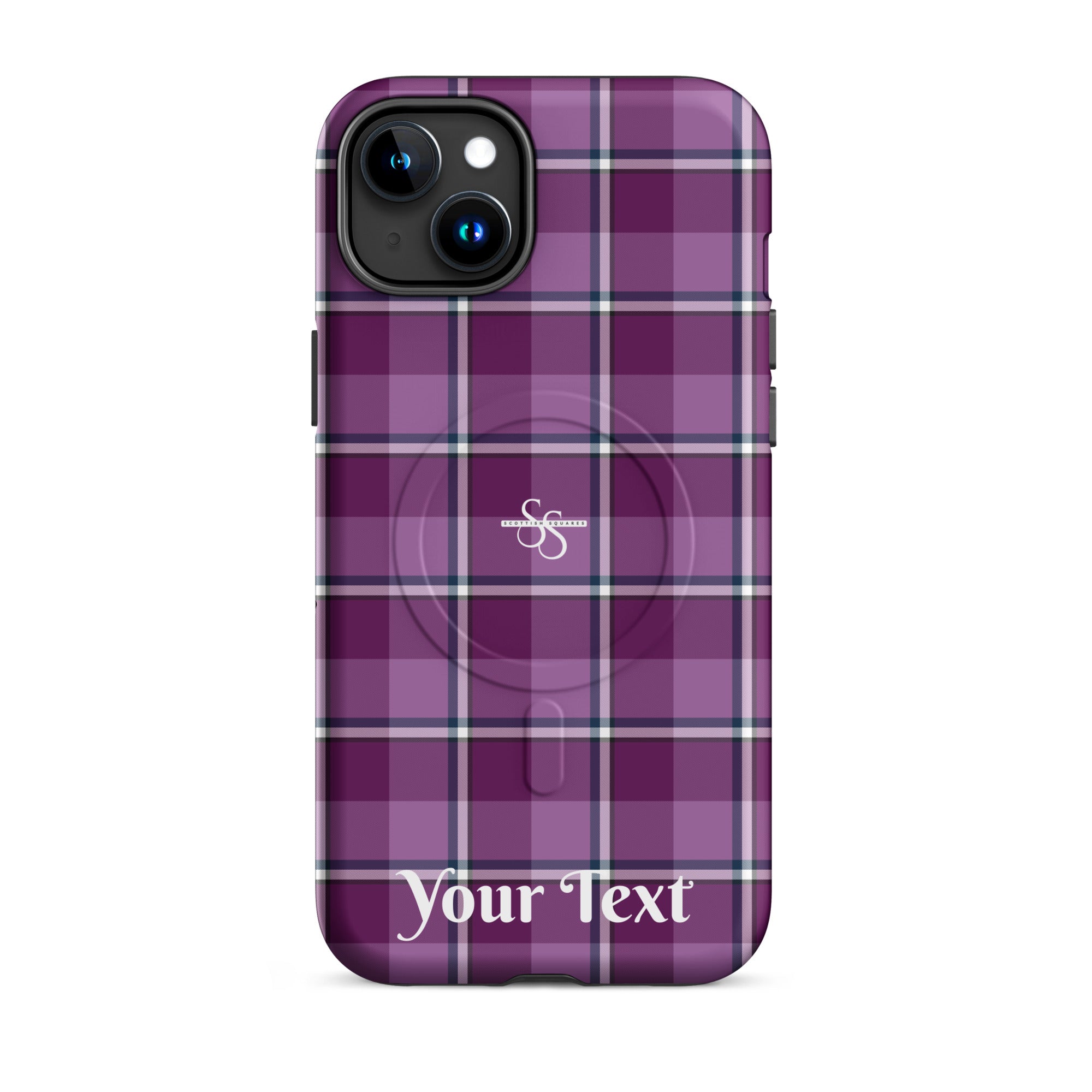 Personalized Purple and Trendy Pink Plaid iPhone MagSafe Tough Case - Scottish Squares