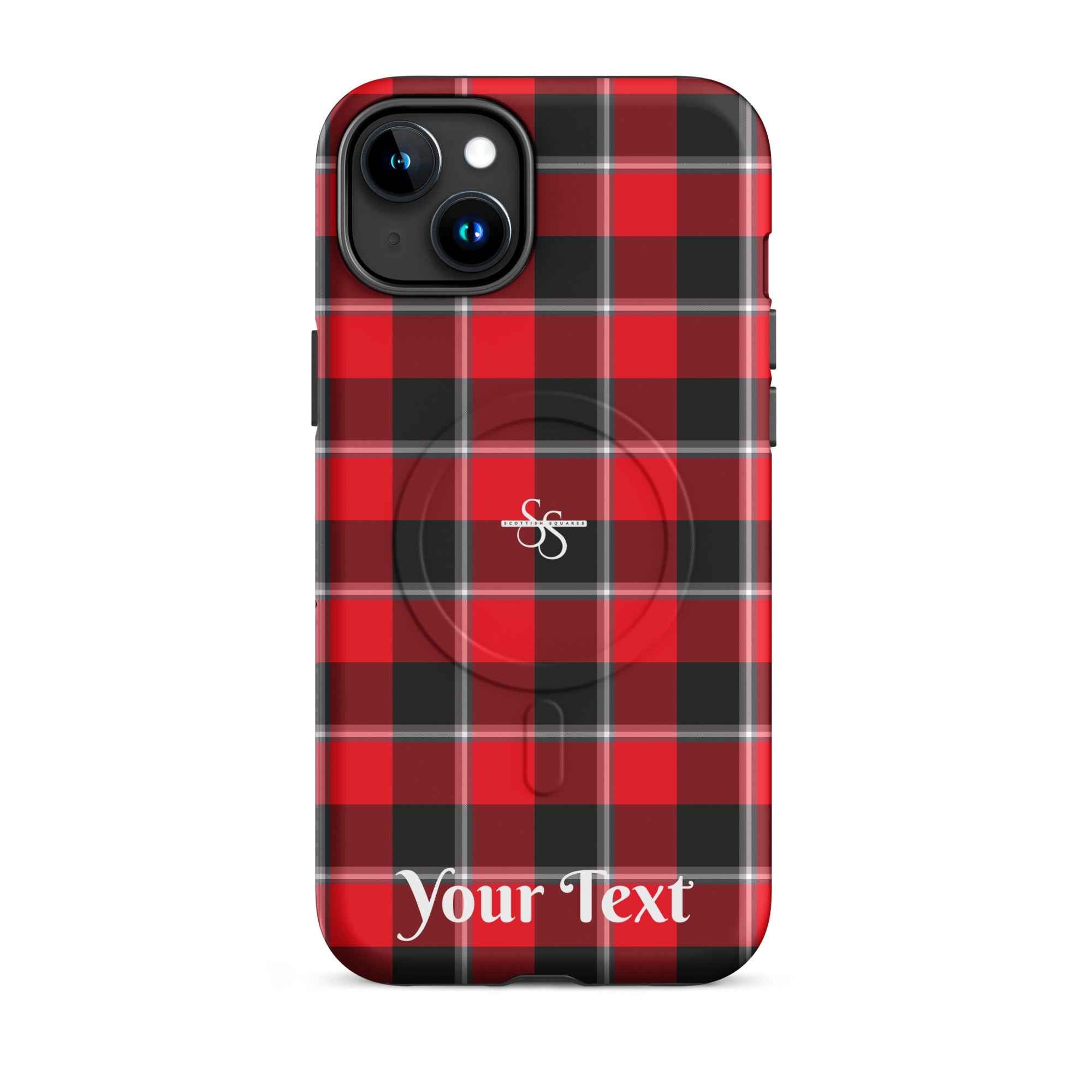 Personalized Red Ribbon and Heavy Metal Plaid iPhone MagSafe Phone Case - Scottish Squares