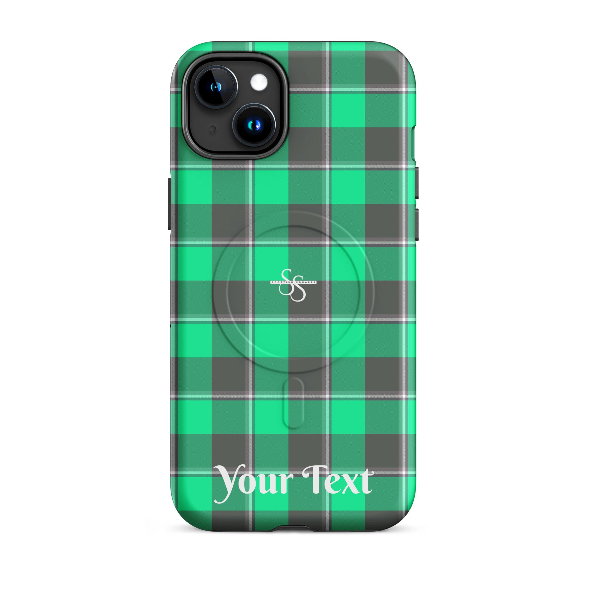 Personalized Spring Green and Finlandia Plaid iPhone MagSafe Tough Case - Scottish Squares