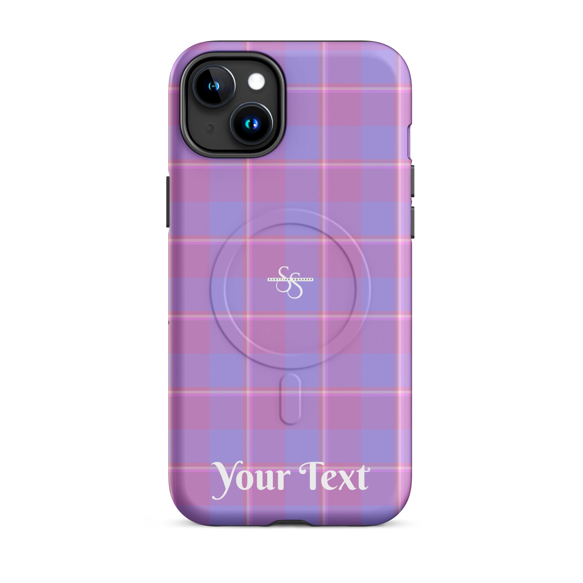 Personalized Viola and Dull Lavender Plaid iPhone MagSafe Tough Case - Scottish Squares