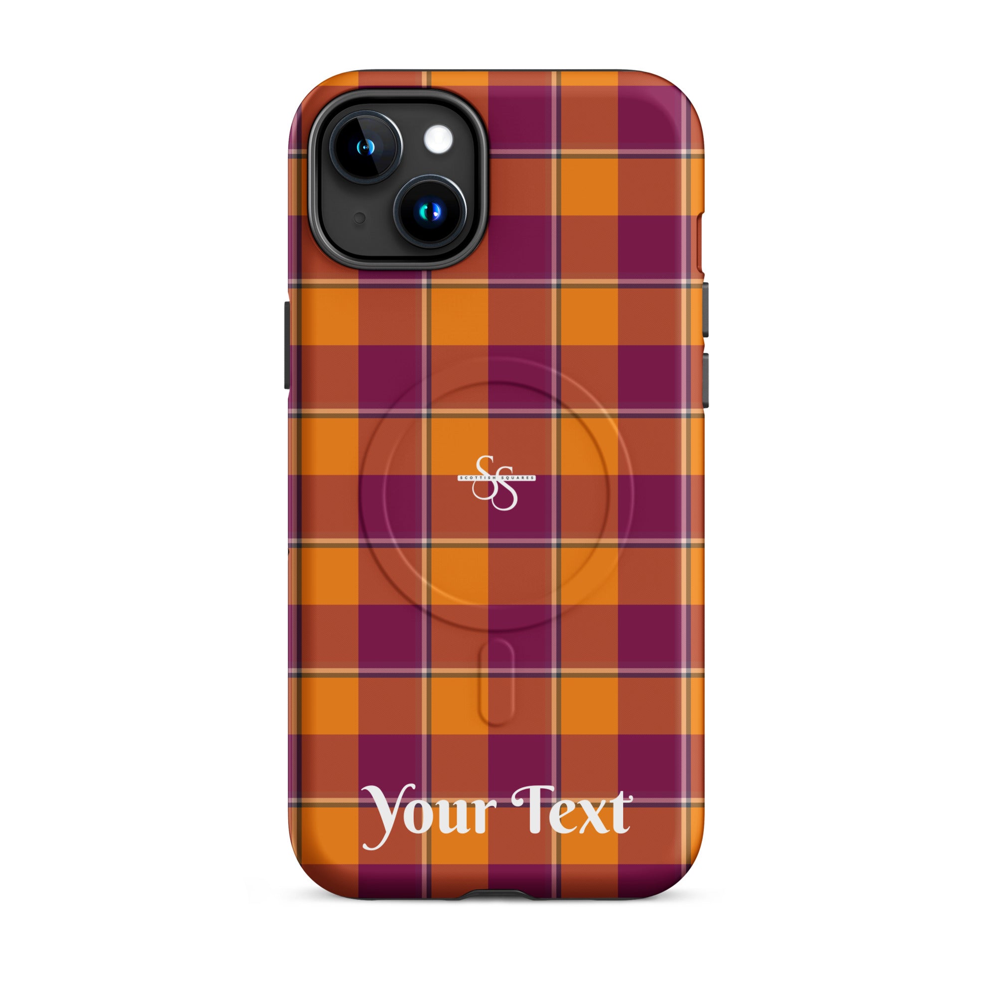 Personalized Tahiti Gold and Rose Bud Cherry Plaid iPhone MagSafe Tough Case - Scottish Squares