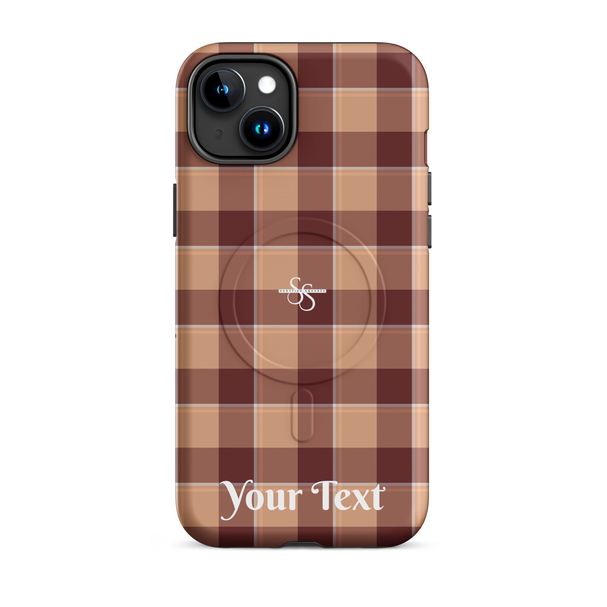 Personalized Whiskey and Livid Brown Plaid iPhone MagSafe Tough Case - Scottish Squares