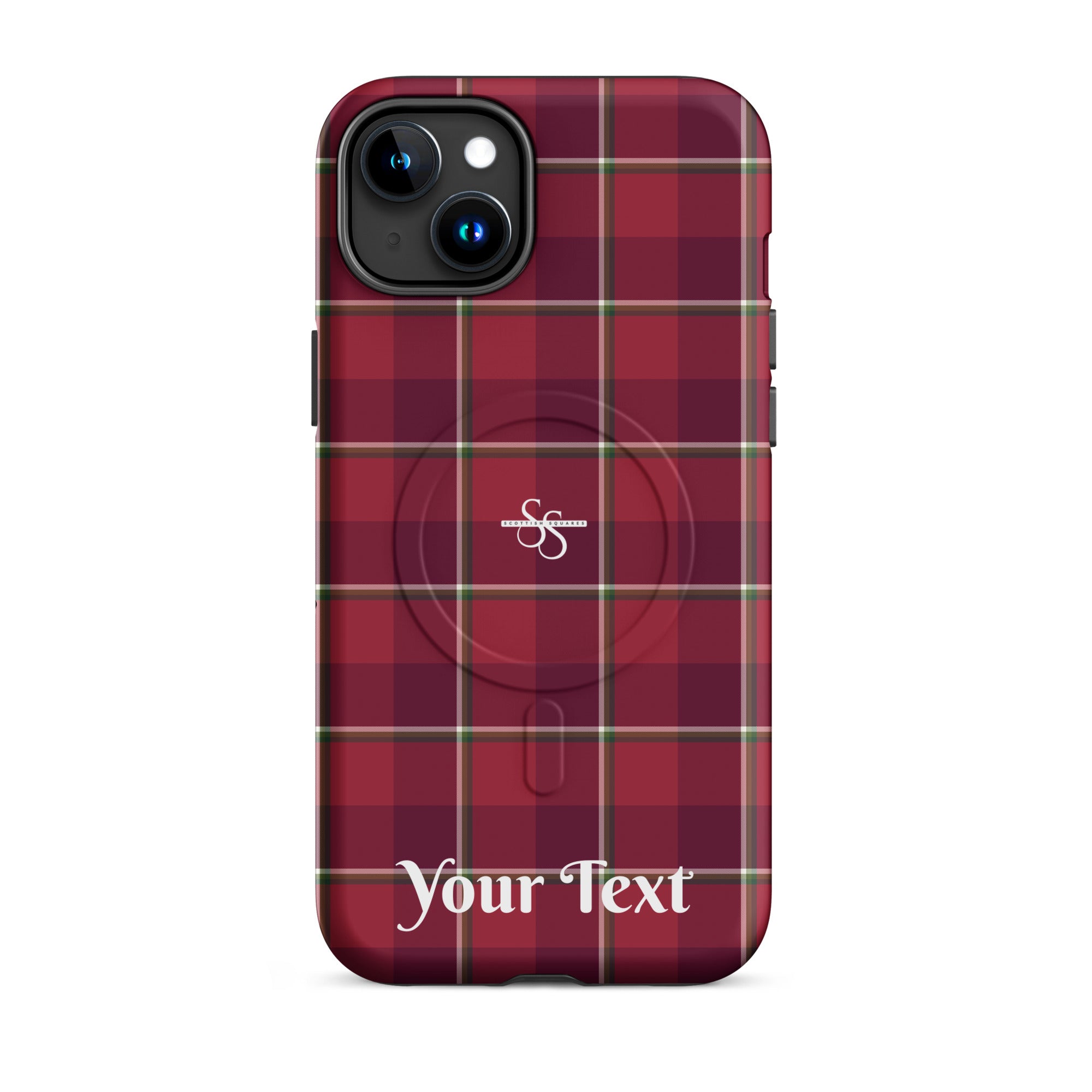 Personalized Old Brick and Cab Sav Plaid iPhone MagSafe Tough Case - Scottish Squares