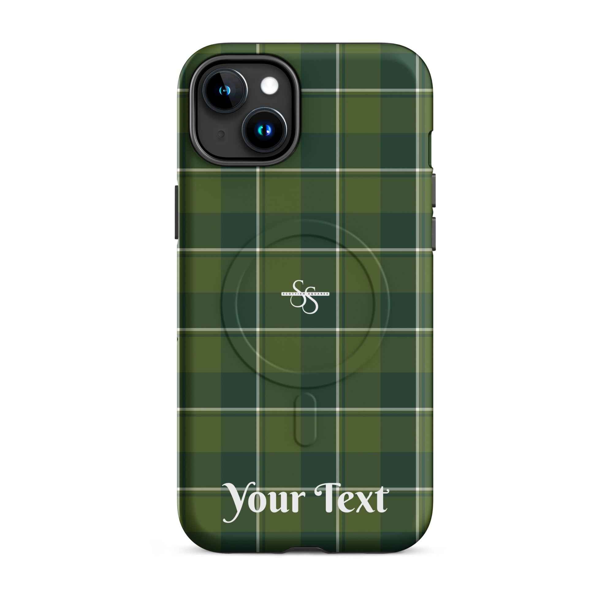 Personalized Woodland and Evergreen Plaid iPhone MagSafe Tough Case - Scottish Squares