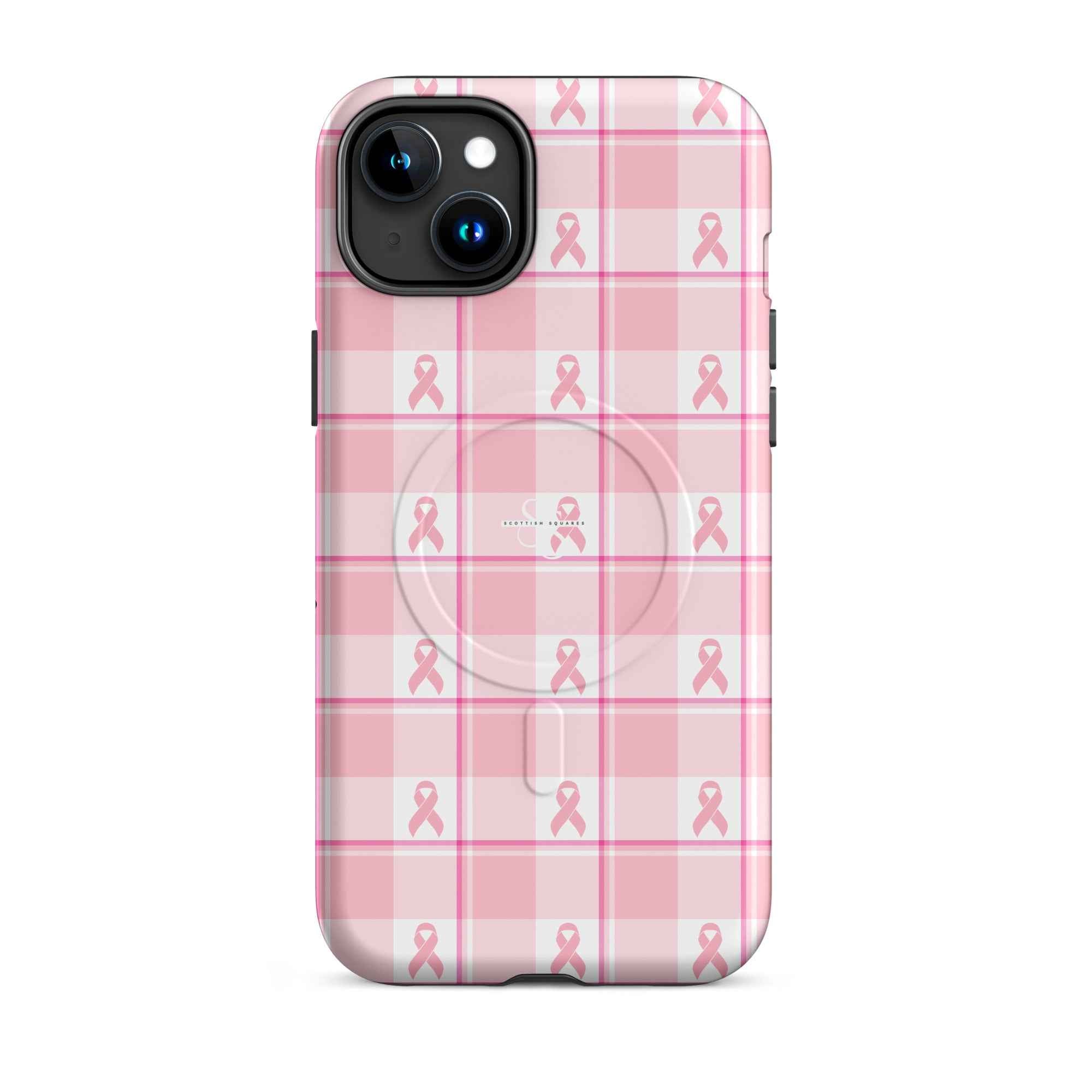 MagSafe Tough Case for iPhone Breast Cancer Awareness Plaid iPhone 15 Plus - Scottish Squares