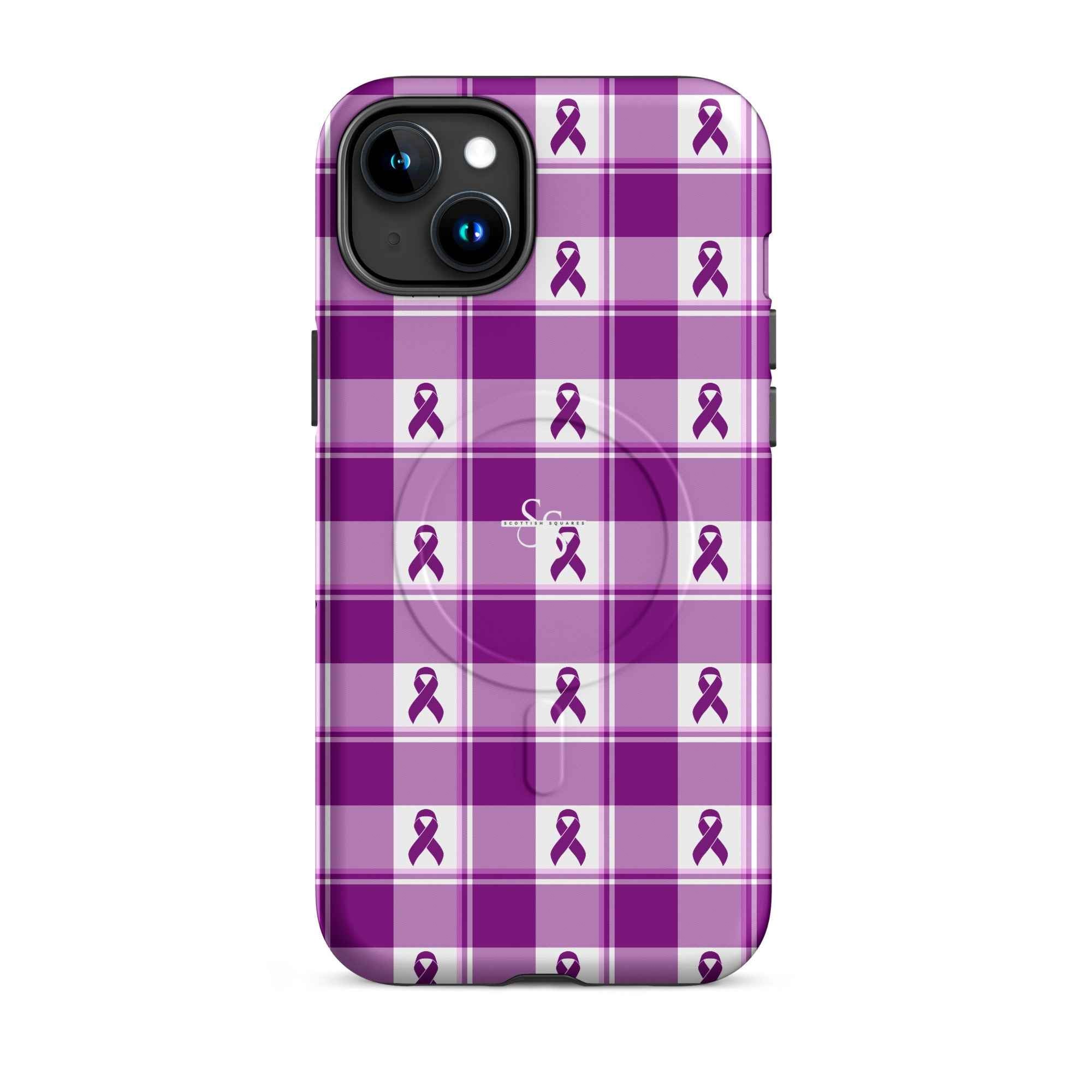 MagSafe Tough Case for iPhone Pancreatic Cancer Awareness Plaid iPhone 15 Plus - Scottish Squares
