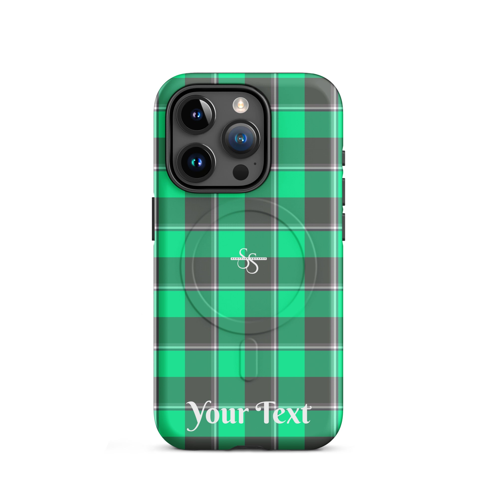 Personalized Spring Green and Finlandia Plaid iPhone MagSafe Tough Case - Scottish Squares