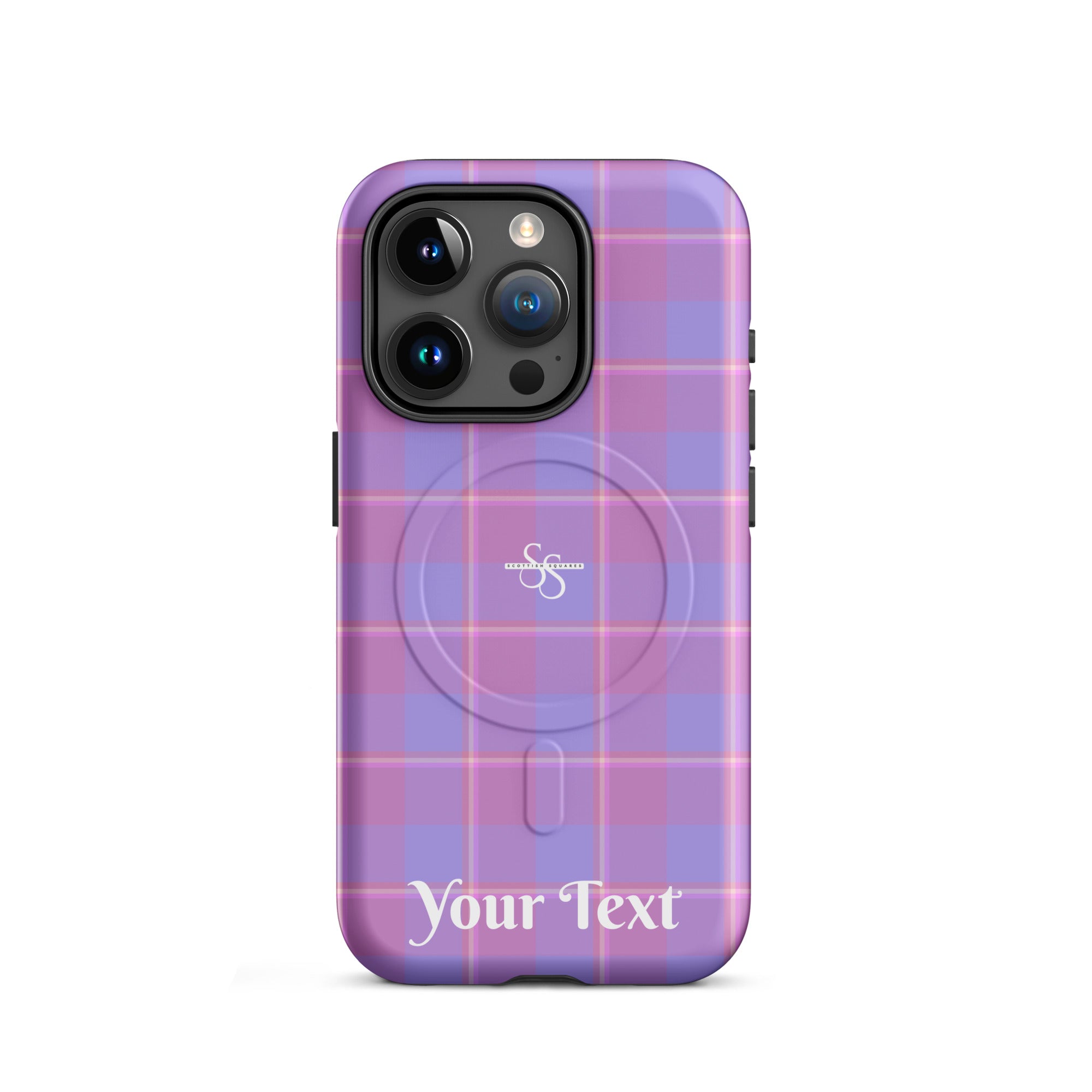 Personalized Viola and Dull Lavender Plaid iPhone MagSafe Tough Case - Scottish Squares