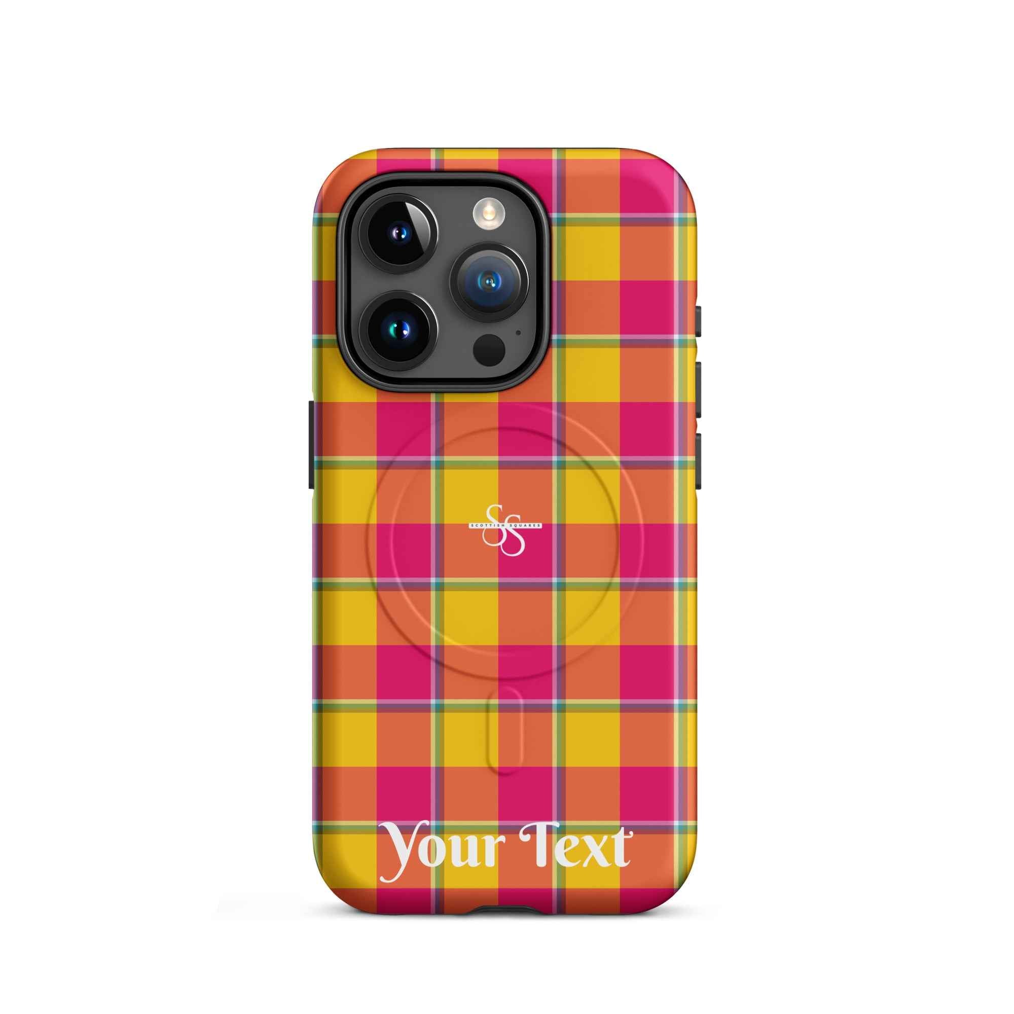 Personalized Corn and Razzmatazz Plaid iPhone MagSafe Tough Case - Scottish Squares