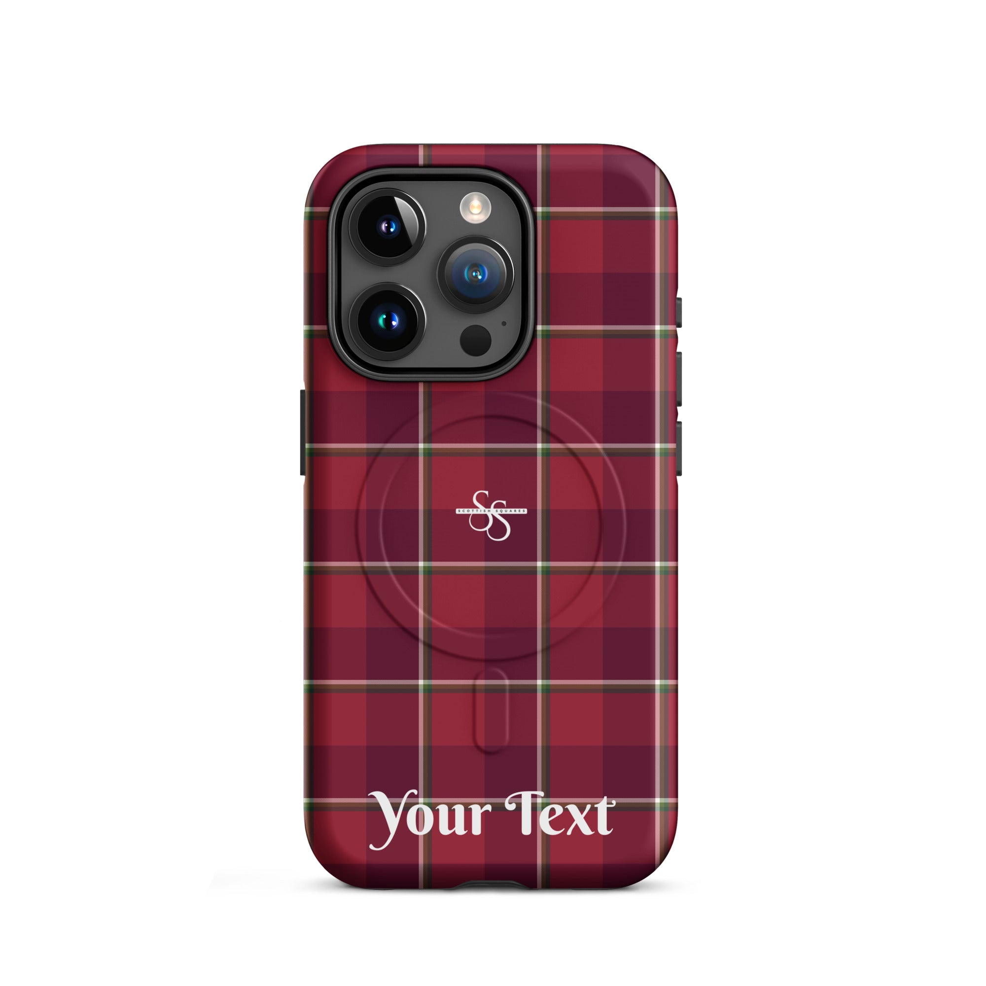 Personalized Old Brick and Cab Sav Plaid iPhone MagSafe Tough Case - Scottish Squares