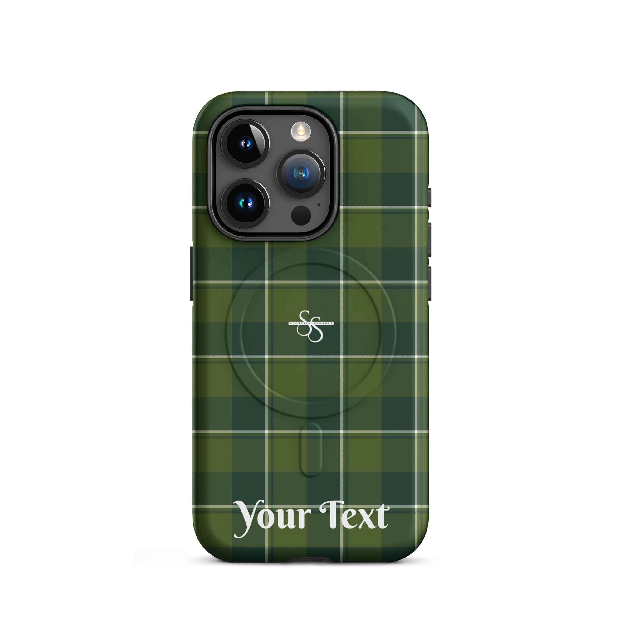 Personalized Woodland and Evergreen Plaid iPhone MagSafe Tough Case - Scottish Squares