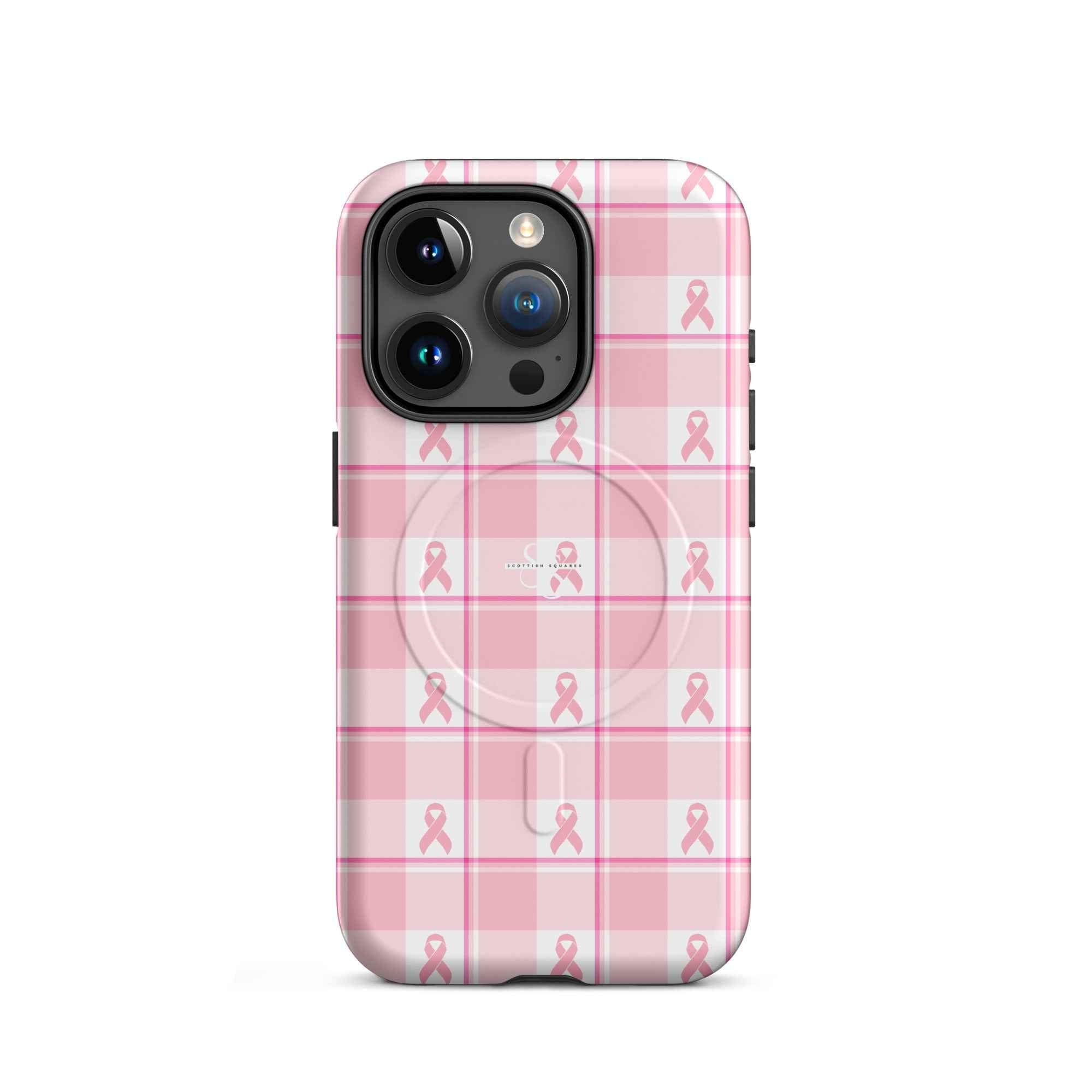 MagSafe Tough Case for iPhone Breast Cancer Awareness Plaid iPhone 15 Pro - Scottish Squares