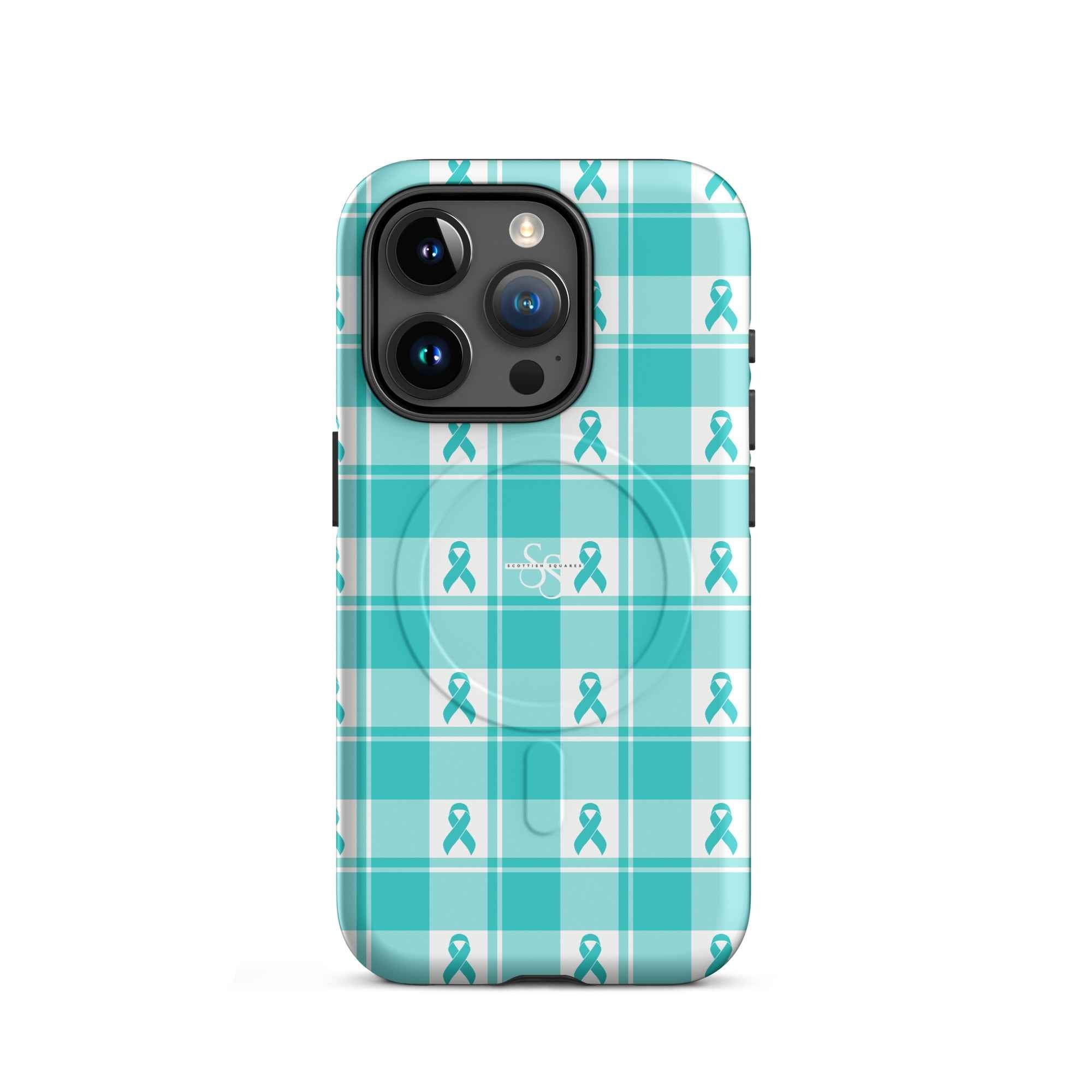 MagSafe Tough Case for iPhone Ovarian Cancer Awareness Plaid iPhone 15 Pro - Scottish Squares