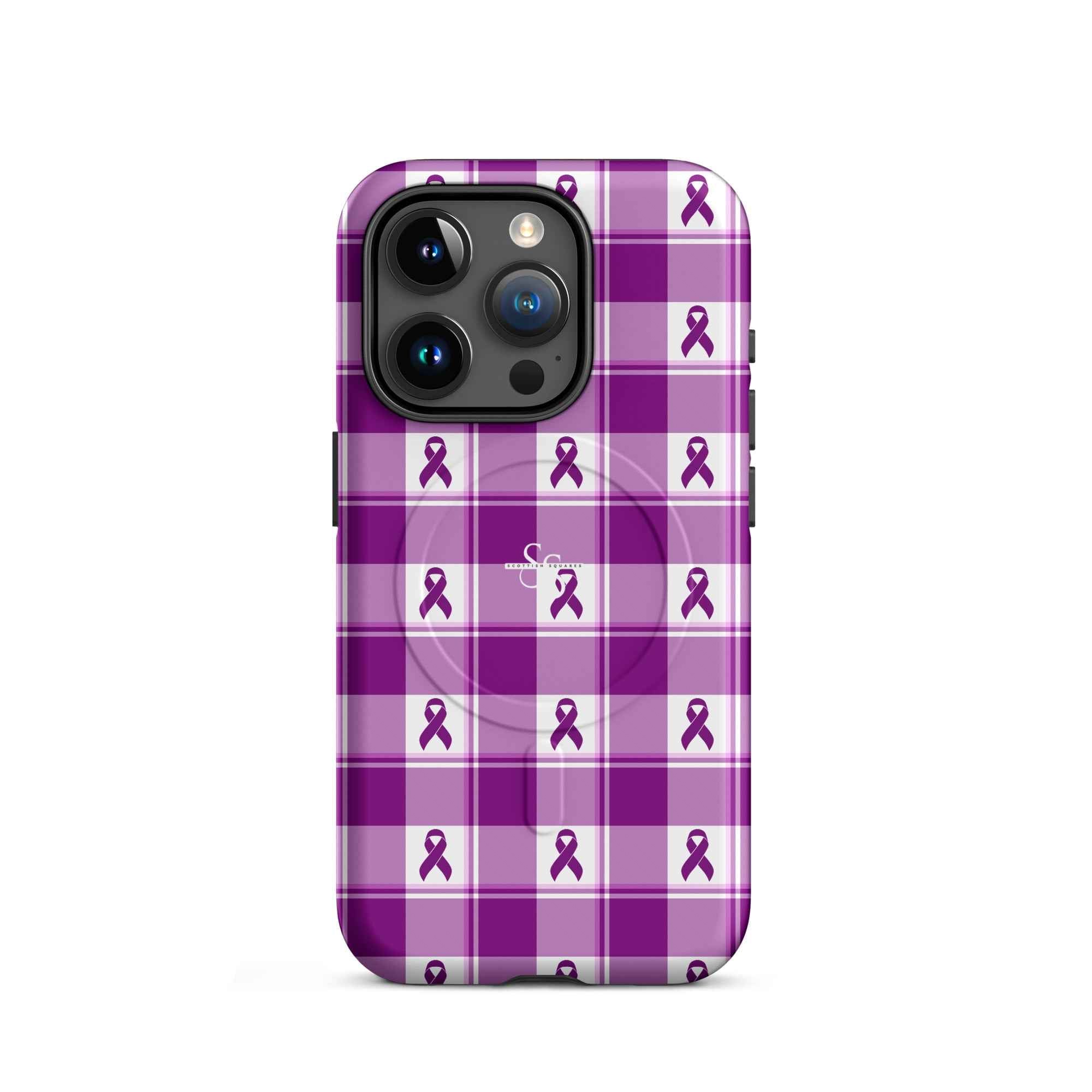 MagSafe Tough Case for iPhone Pancreatic Cancer Awareness Plaid iPhone 15 Pro - Scottish Squares