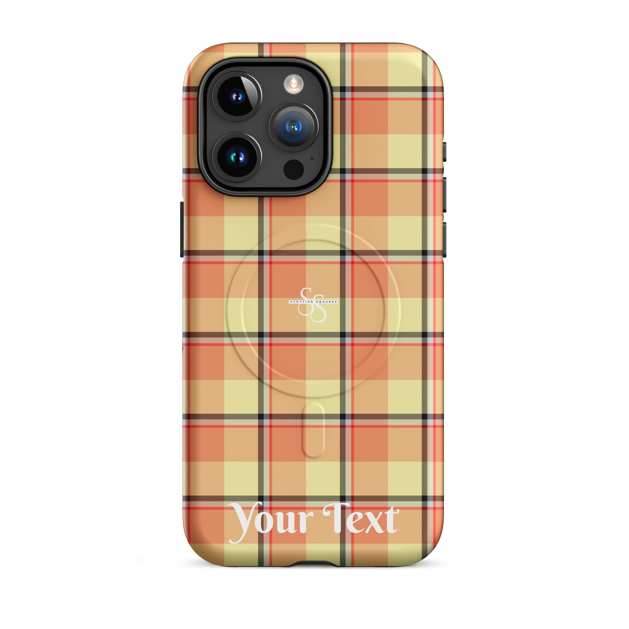 Personalized Claystone and Morning Mist Plaid iPhone MagSafe Tough Case - Scottish Squares