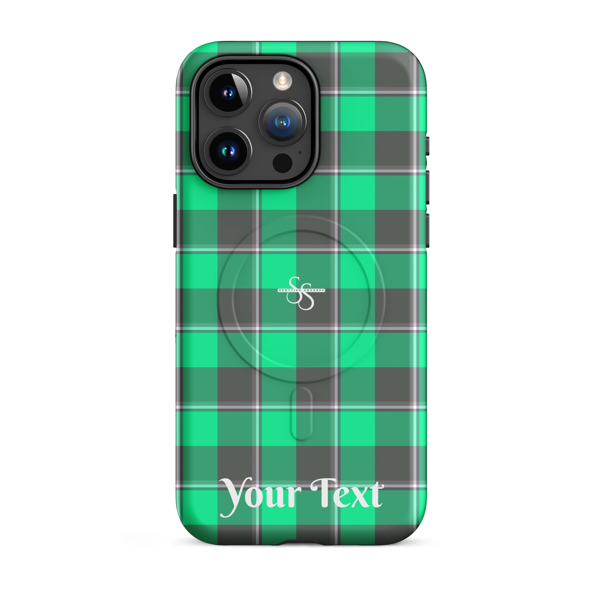 Personalized Spring Green and Finlandia Plaid iPhone MagSafe Tough Case - Scottish Squares