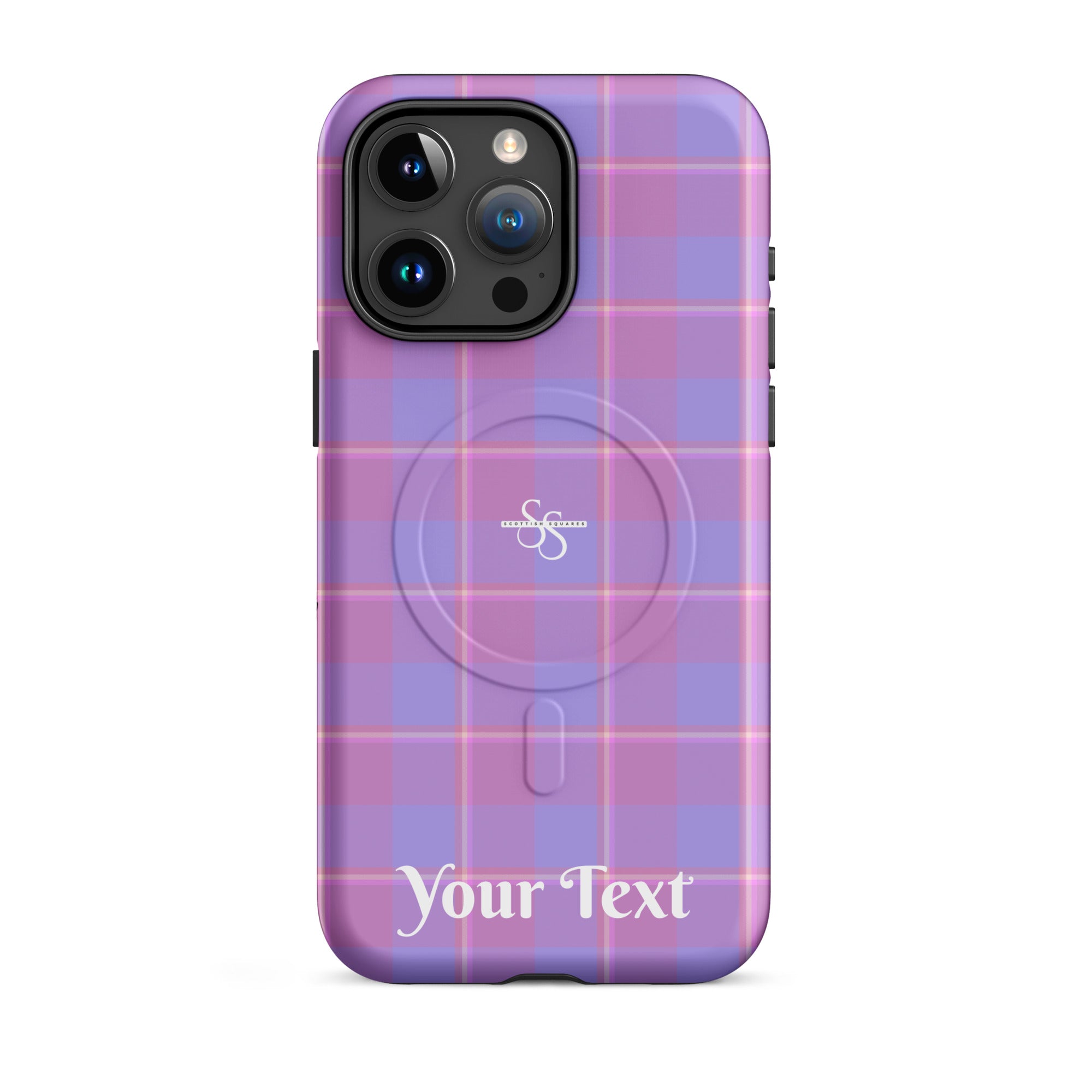 Personalized Viola and Dull Lavender Plaid iPhone MagSafe Tough Case - Scottish Squares