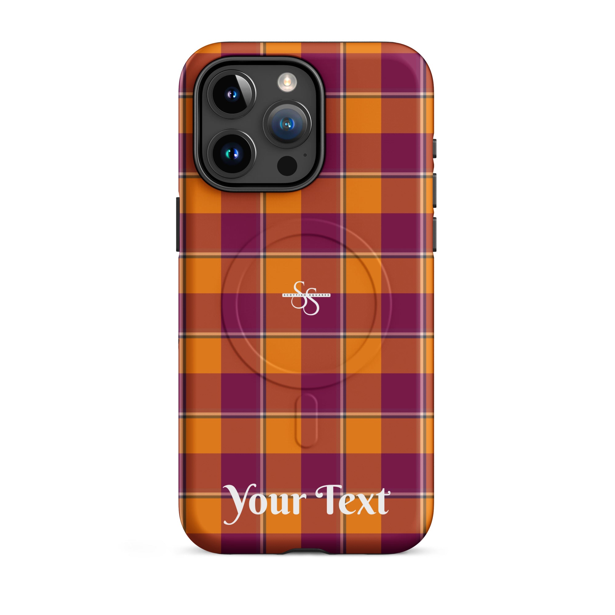 Personalized Tahiti Gold and Rose Bud Cherry Plaid iPhone MagSafe Tough Case - Scottish Squares