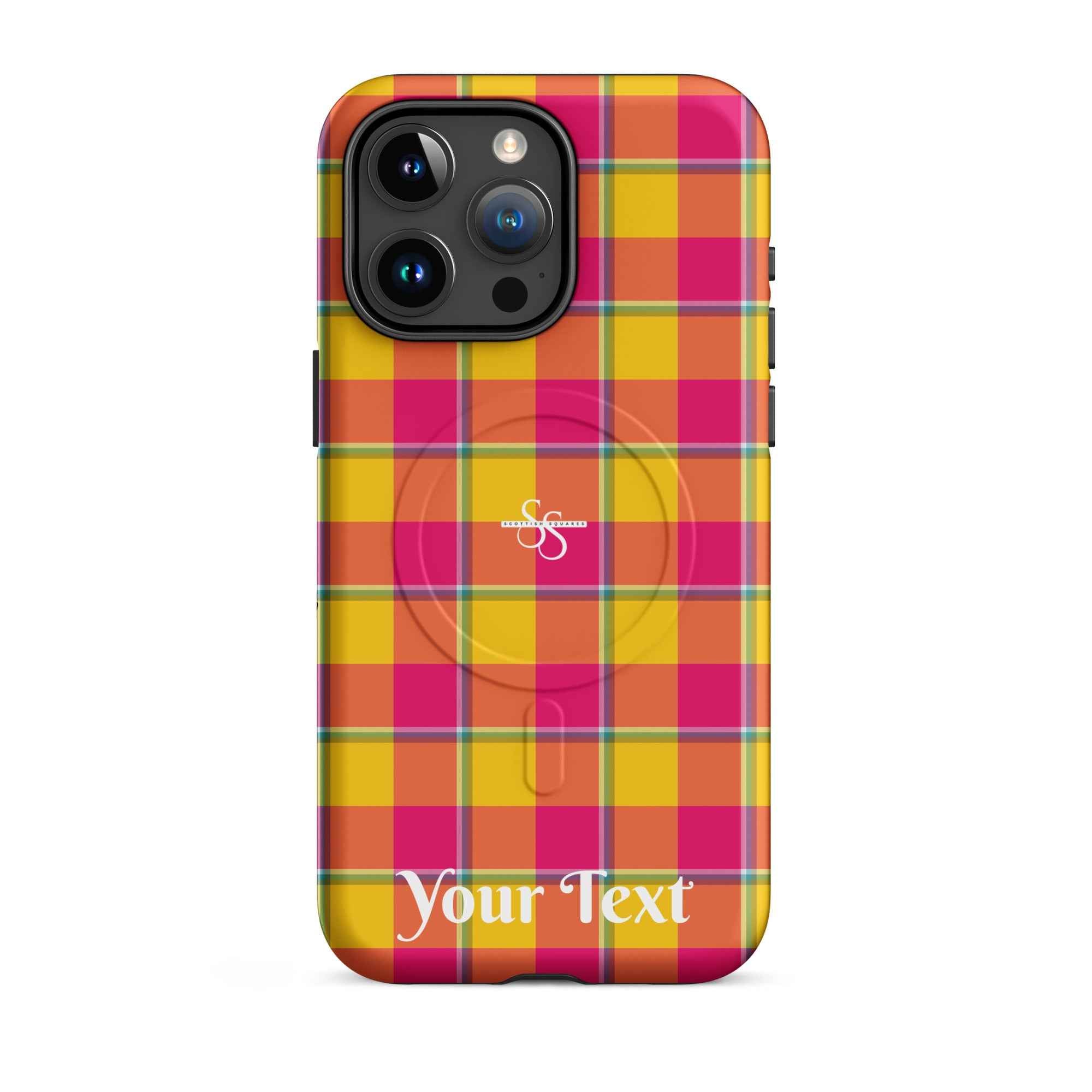 Personalized Corn and Razzmatazz Plaid iPhone MagSafe Tough Case - Scottish Squares