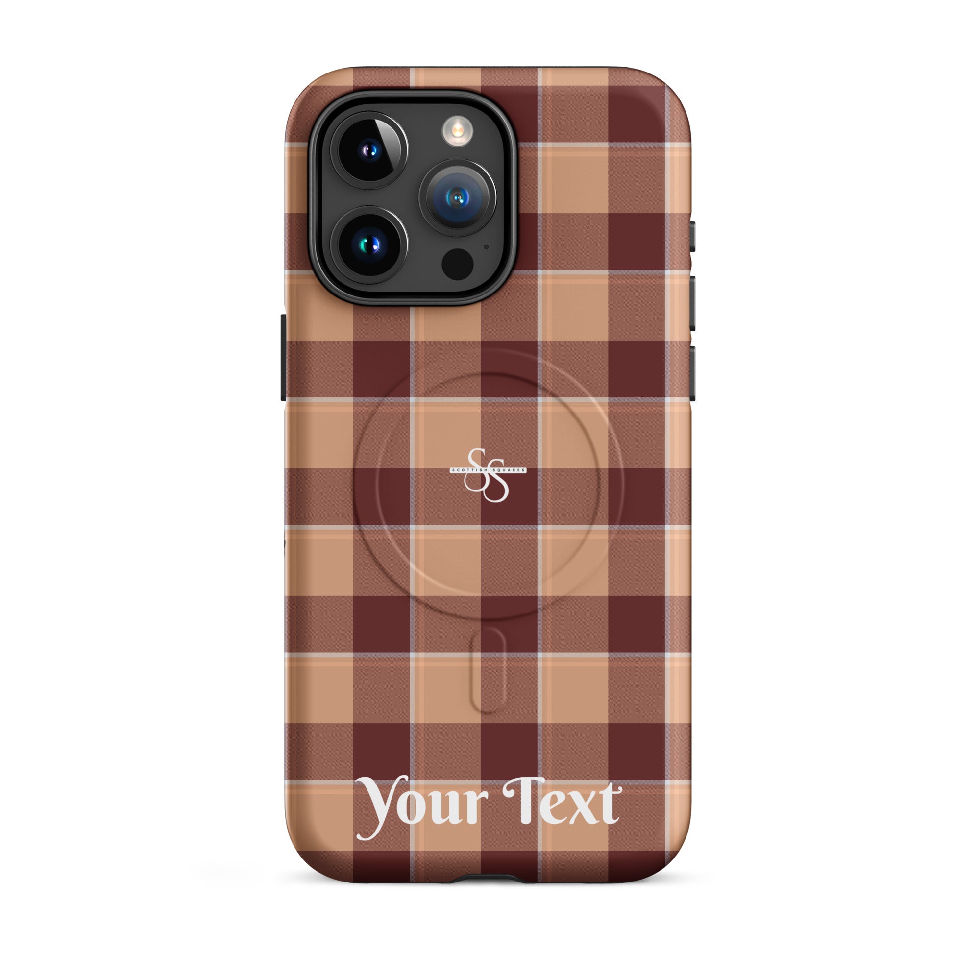 Personalized Whiskey and Livid Brown Plaid iPhone MagSafe Tough Case - Scottish Squares