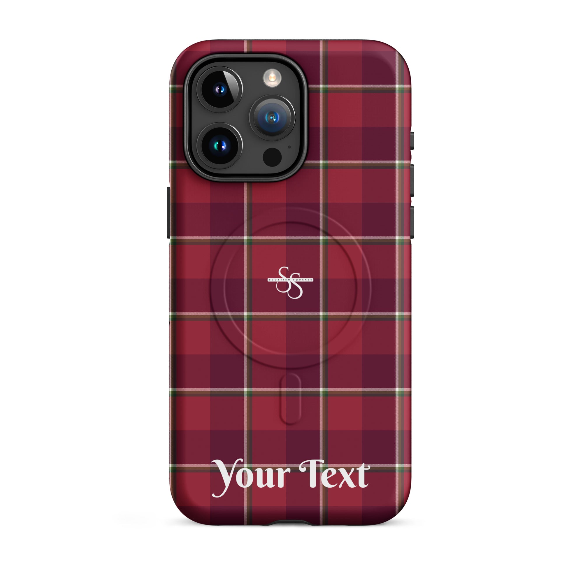 Personalized Old Brick and Cab Sav Plaid iPhone MagSafe Tough Case - Scottish Squares