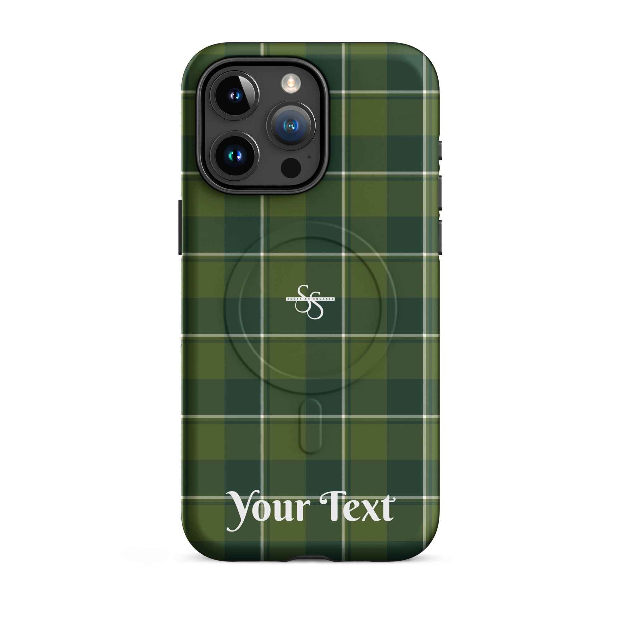 Personalized Woodland and Evergreen Plaid iPhone MagSafe Tough Case - Scottish Squares