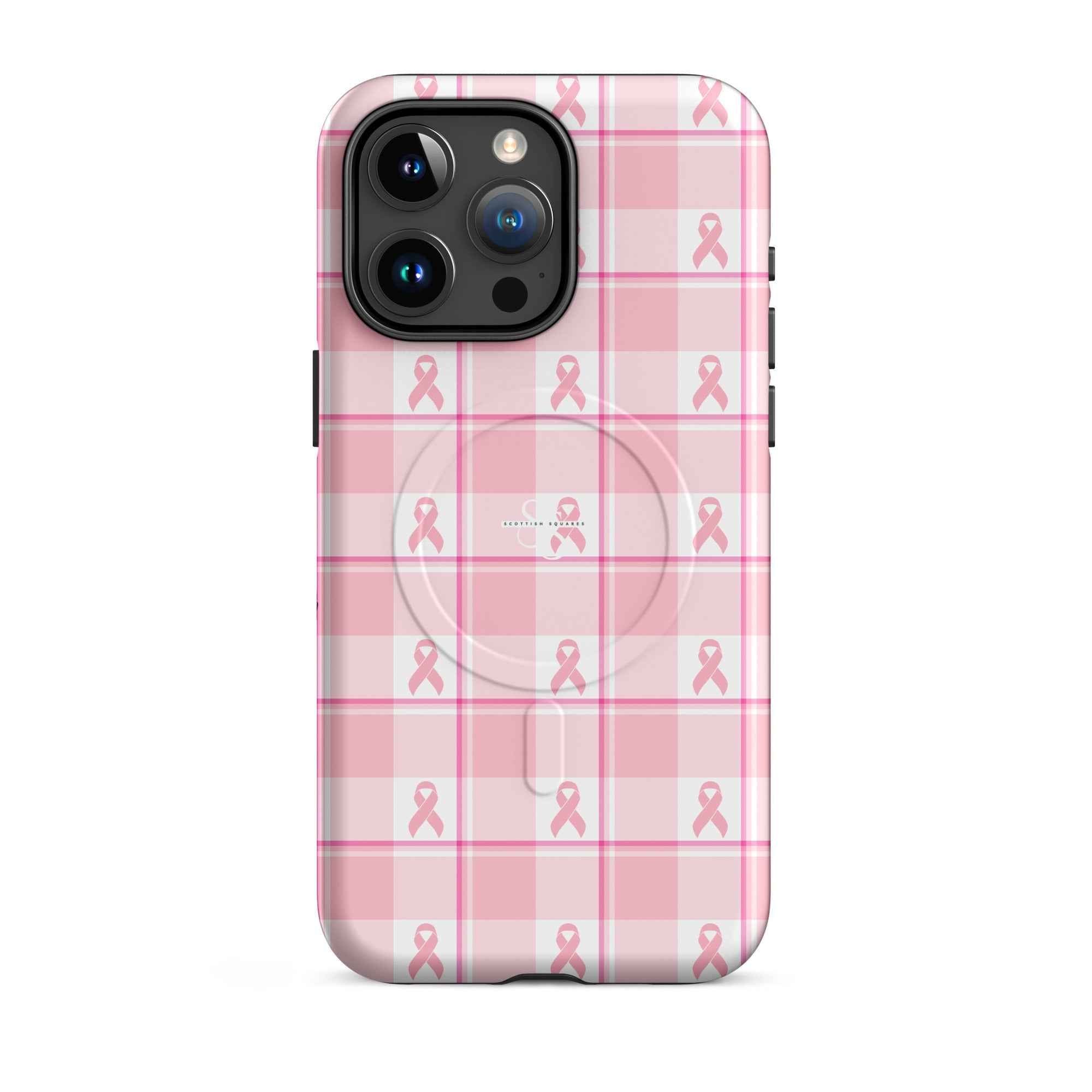MagSafe Tough Case for iPhone Breast Cancer Awareness Plaid iPhone 15 Pro Max - Scottish Squares