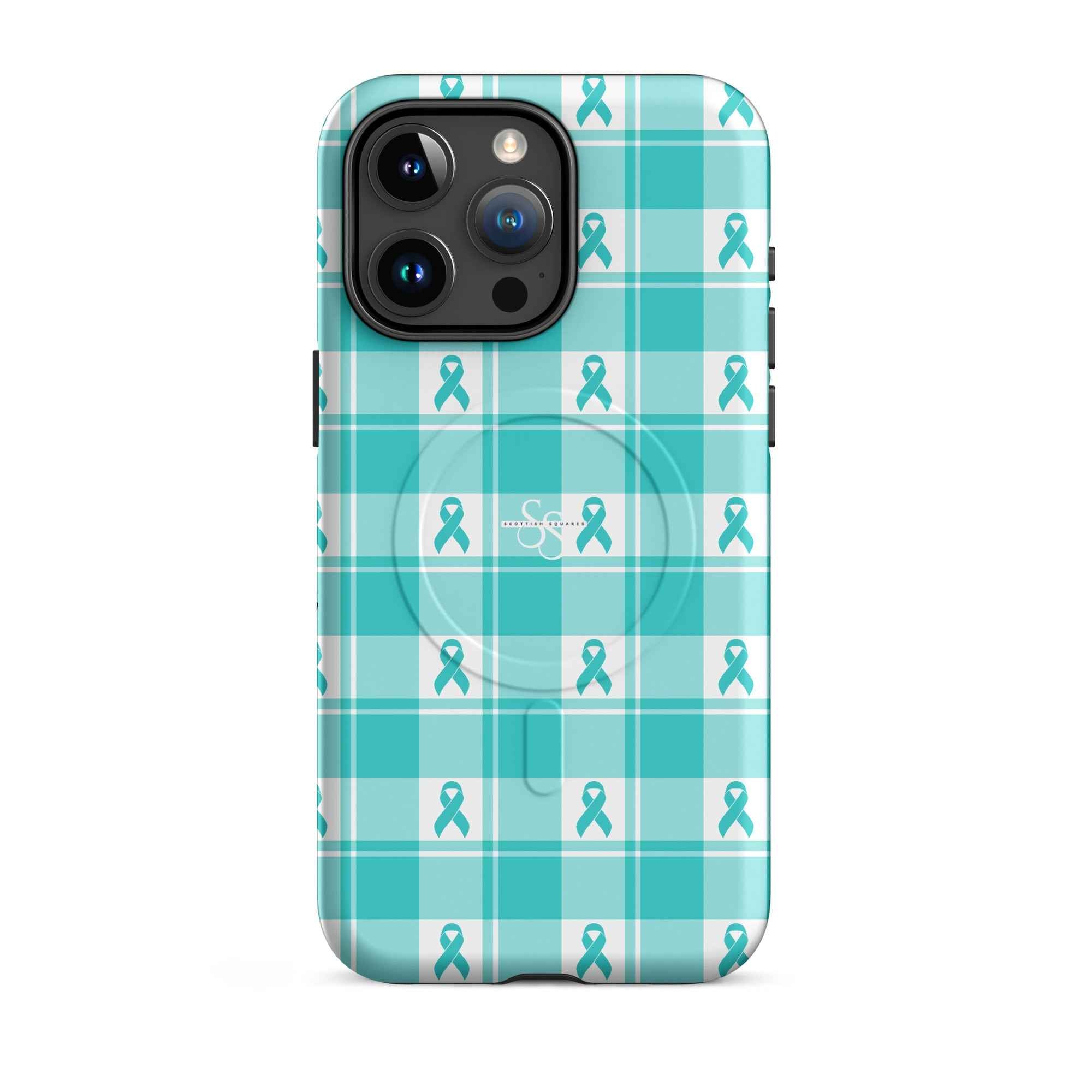 MagSafe Tough Case for iPhone Ovarian Cancer Awareness Plaid iPhone 15 Pro Max - Scottish Squares