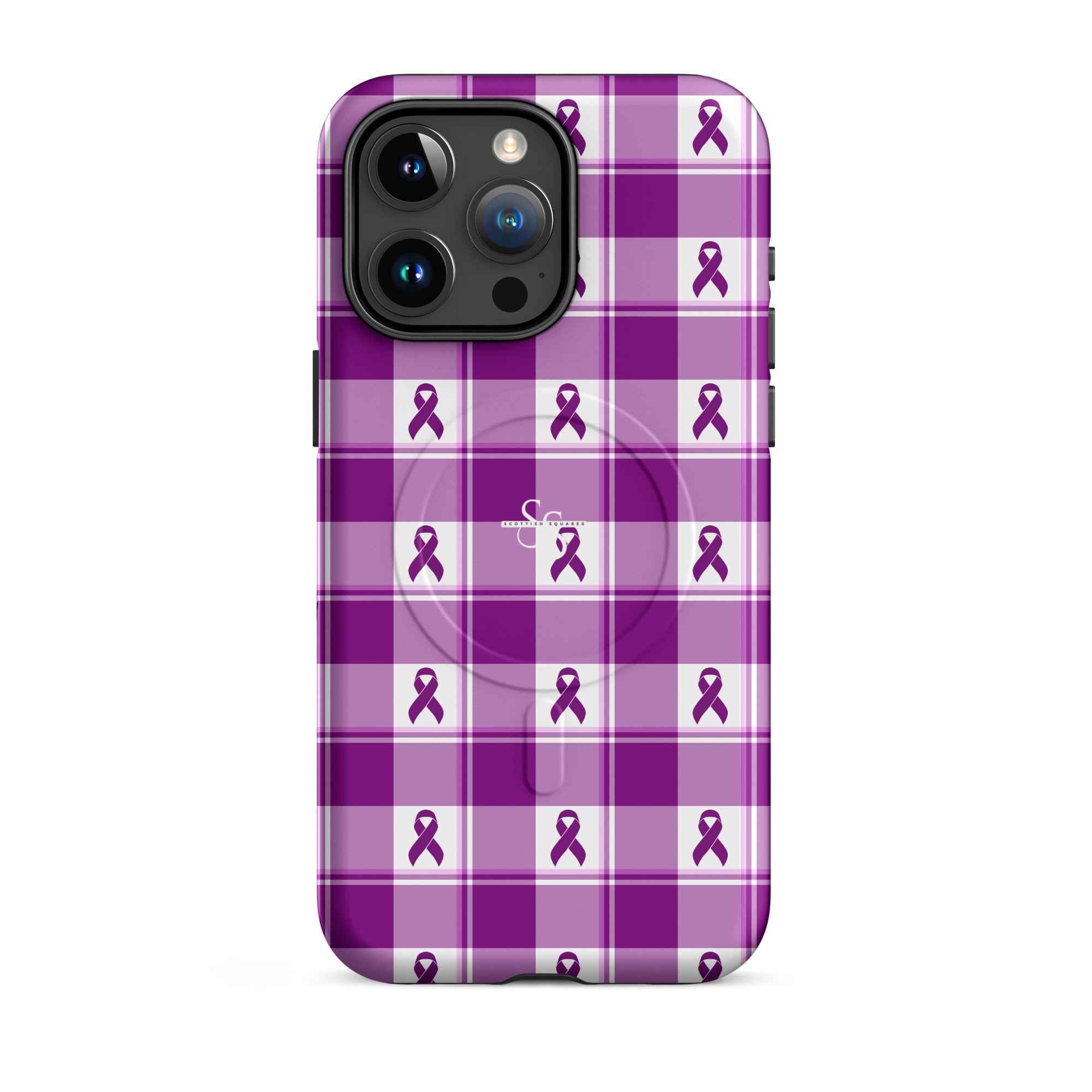 MagSafe Tough Case for iPhone Pancreatic Cancer Awareness Plaid iPhone 15 Pro Max - Scottish Squares