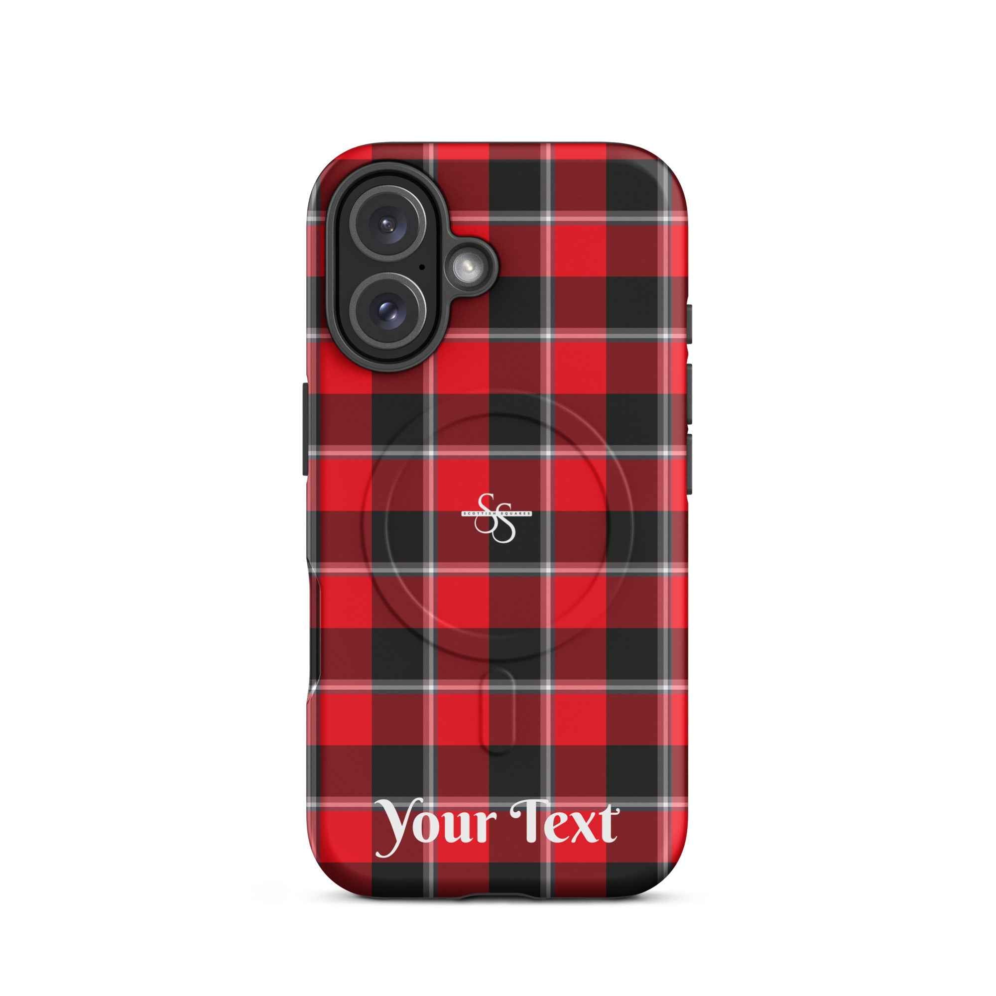 Personalized Red Ribbon and Heavy Metal Plaid iPhone MagSafe Phone Case - Scottish Squares