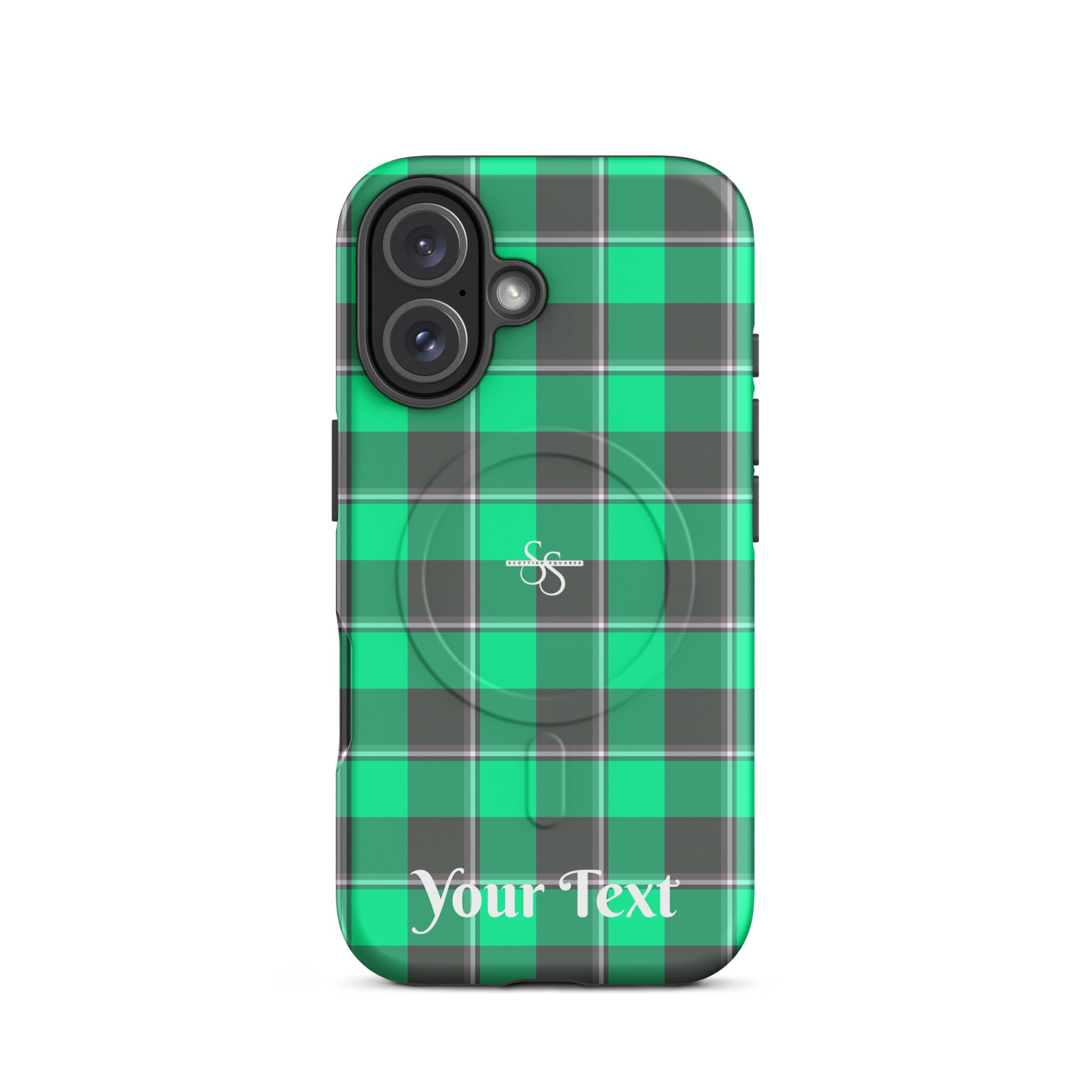 Personalized Spring Green and Finlandia Plaid iPhone MagSafe Tough Case - Scottish Squares