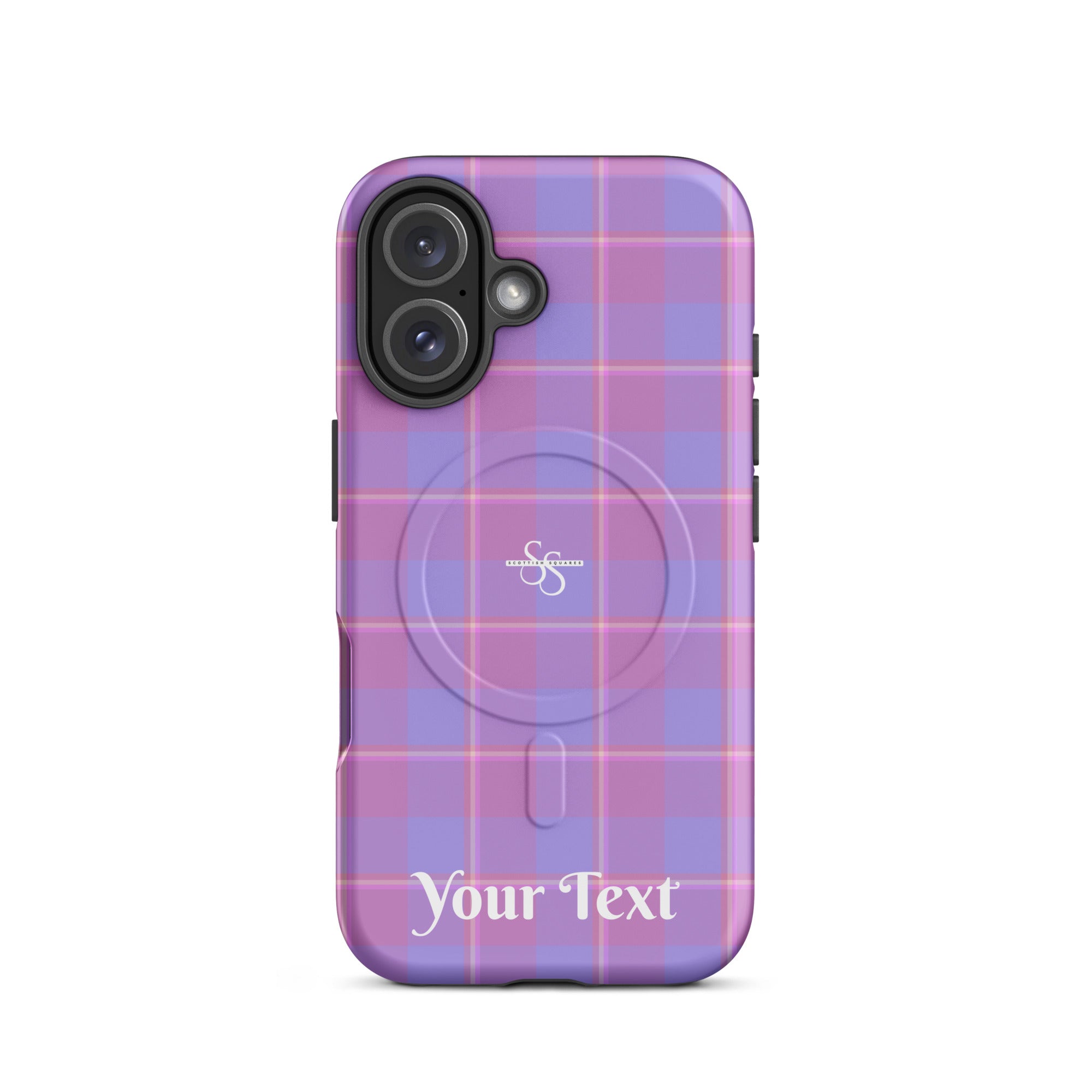 Personalized Viola and Dull Lavender Plaid iPhone MagSafe Tough Case - Scottish Squares