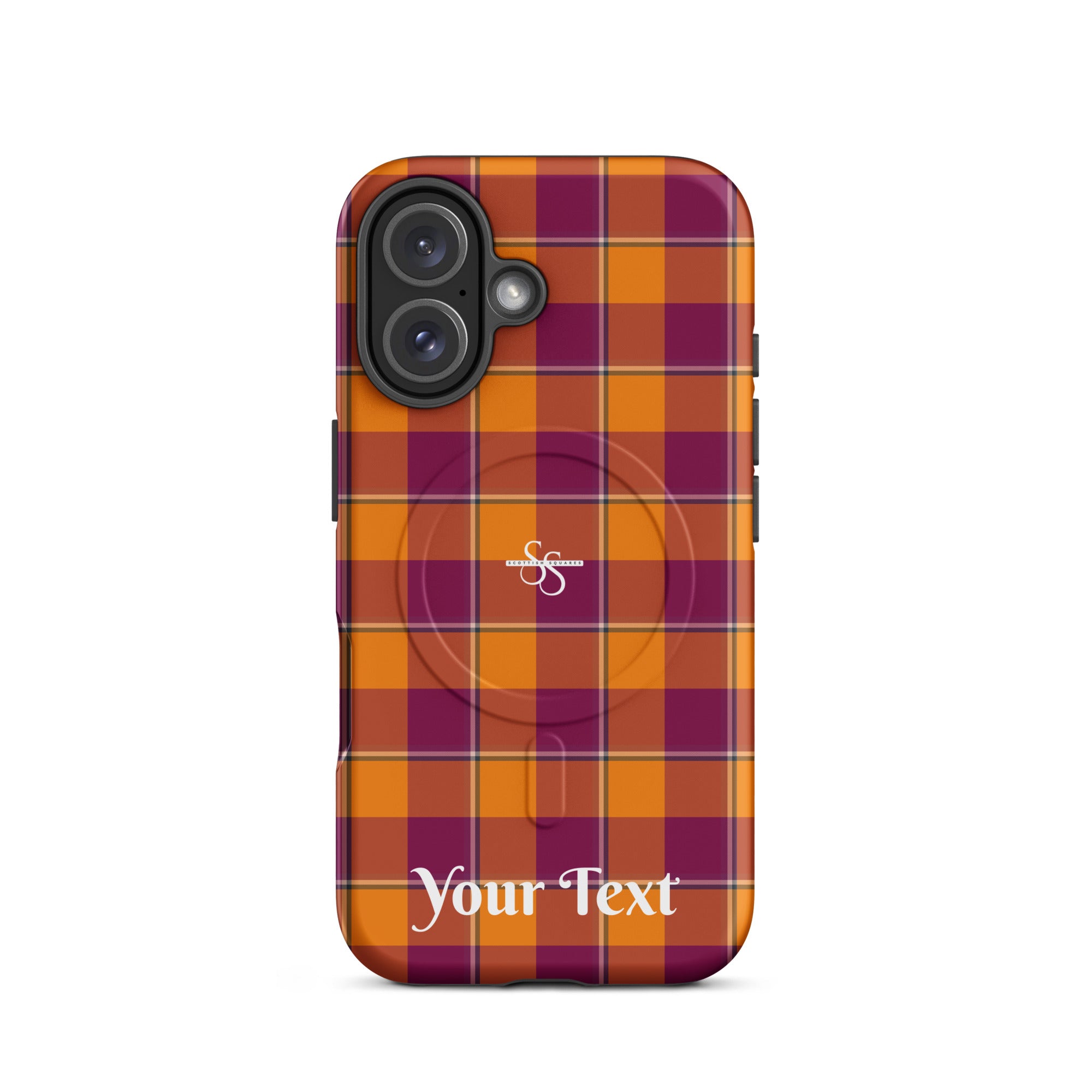 Personalized Tahiti Gold and Rose Bud Cherry Plaid iPhone MagSafe Tough Case - Scottish Squares