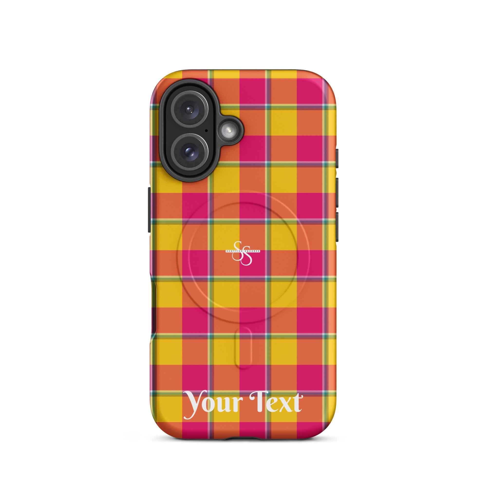 Personalized Corn and Razzmatazz Plaid iPhone MagSafe Tough Case - Scottish Squares