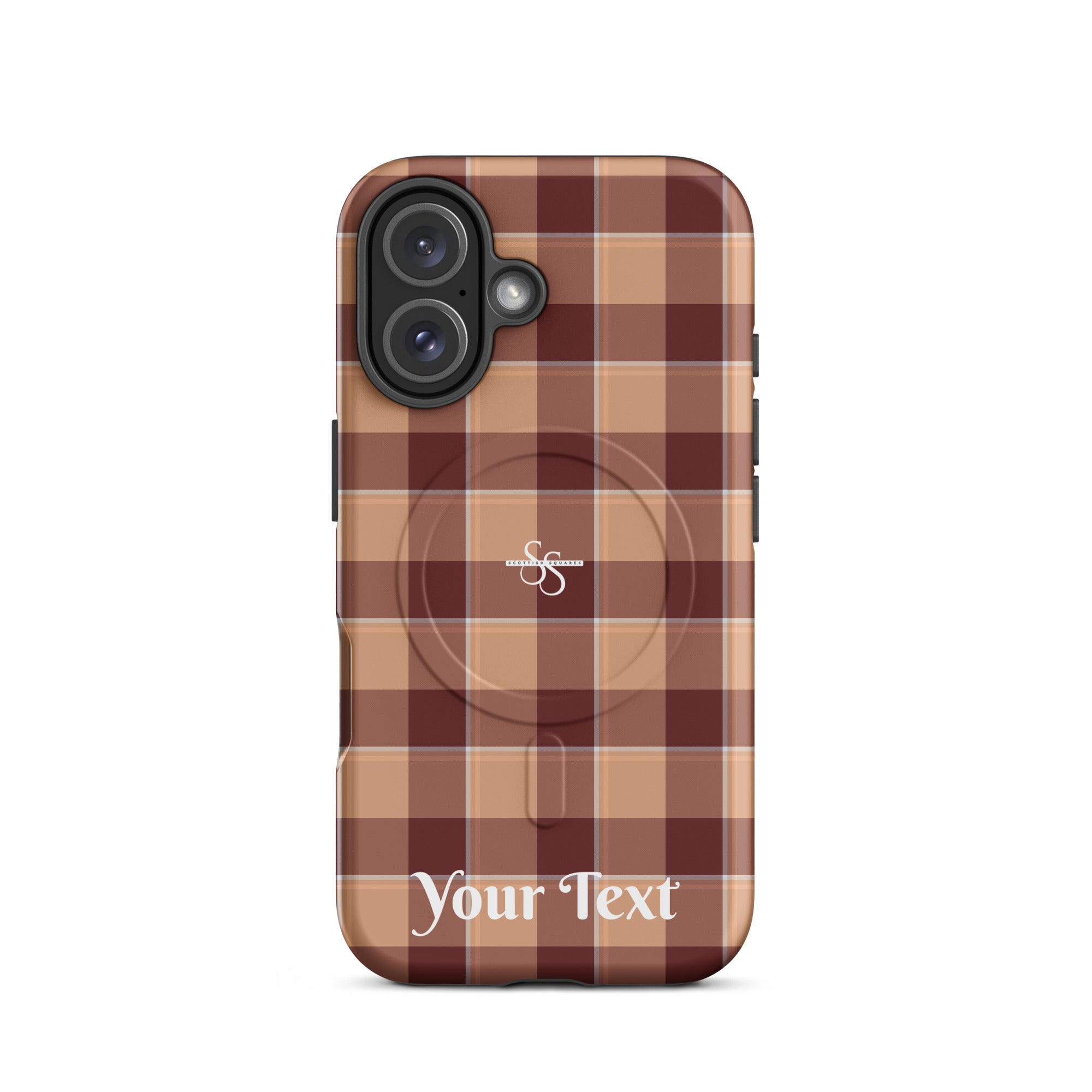 Personalized Whiskey and Livid Brown Plaid iPhone MagSafe Tough Case - Scottish Squares
