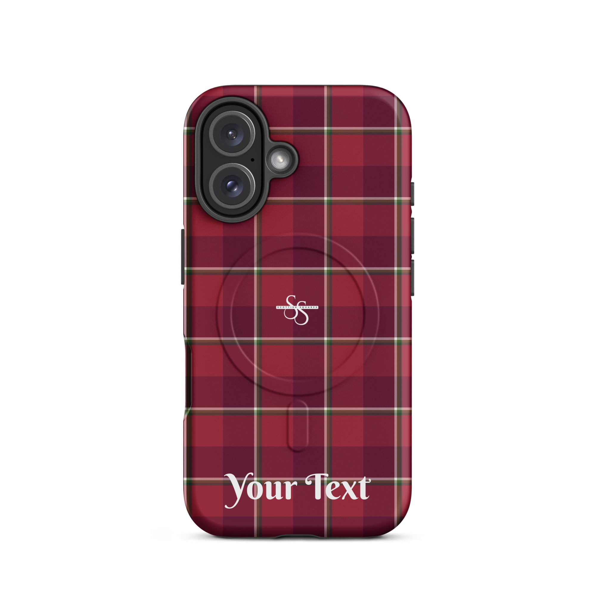 Personalized Old Brick and Cab Sav Plaid iPhone MagSafe Tough Case - Scottish Squares