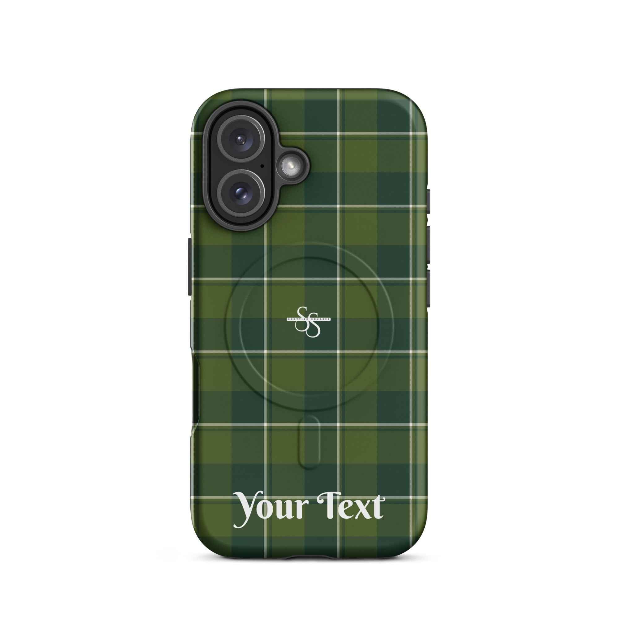 Personalized Woodland and Evergreen Plaid iPhone MagSafe Tough Case - Scottish Squares