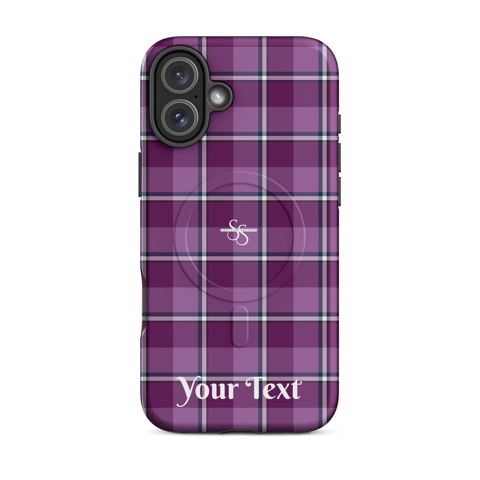 Personalized Purple and Trendy Pink Plaid iPhone MagSafe Tough Case - Scottish Squares