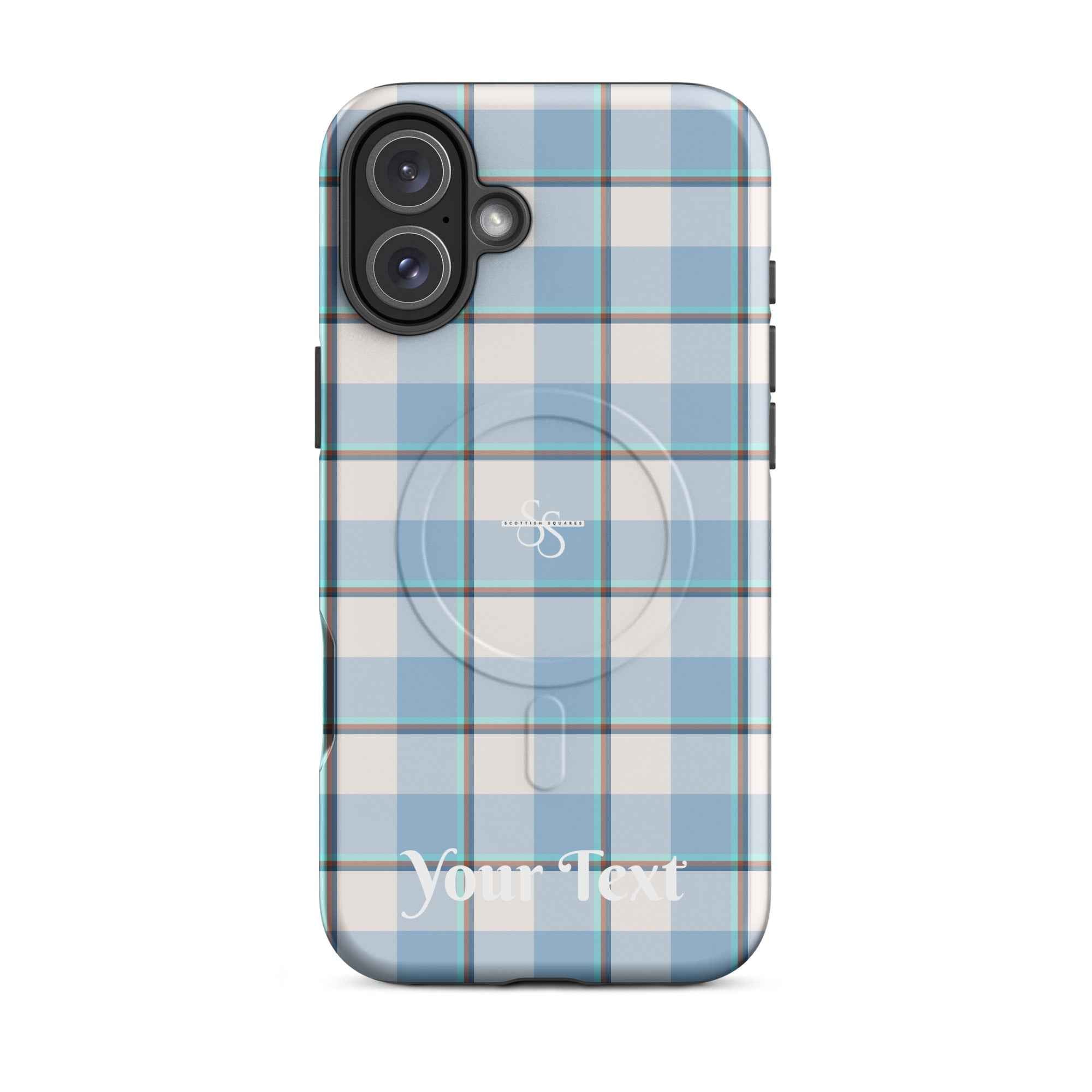 Personalized Pink Cloud and Blue Lagoon Plaid iPhone MagSafe Tough Case - Scottish Squares